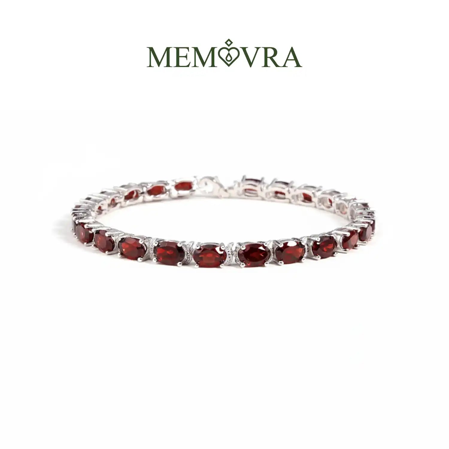 Elegant Garnet Sterling Silver Bracelet
