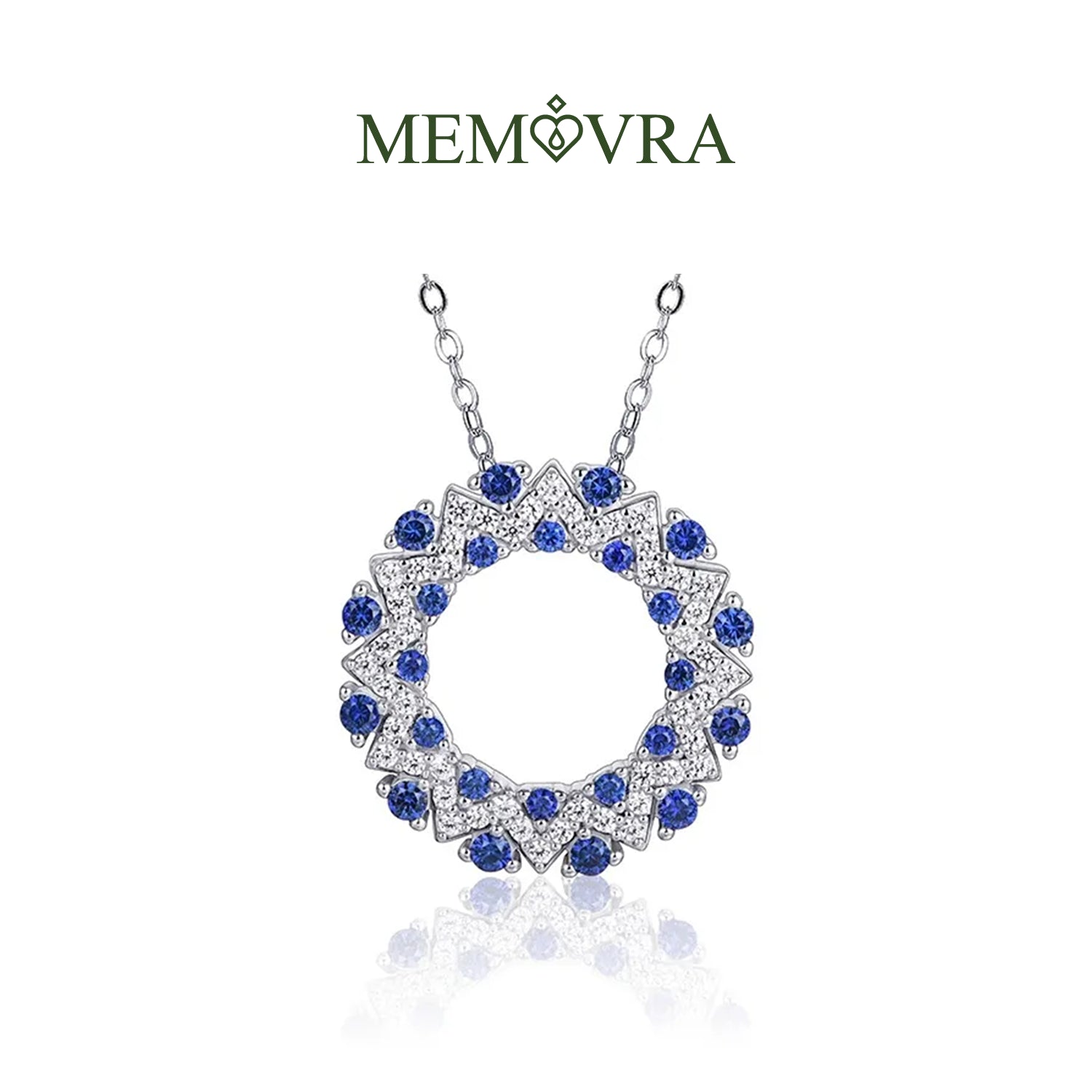 Halo Blue Sapphire Pendant Necklace