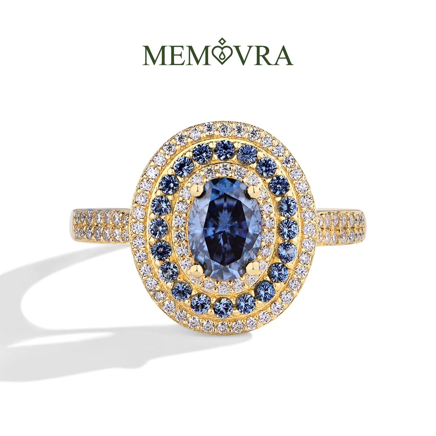 Azure Blue Moissanite Wedding Ring