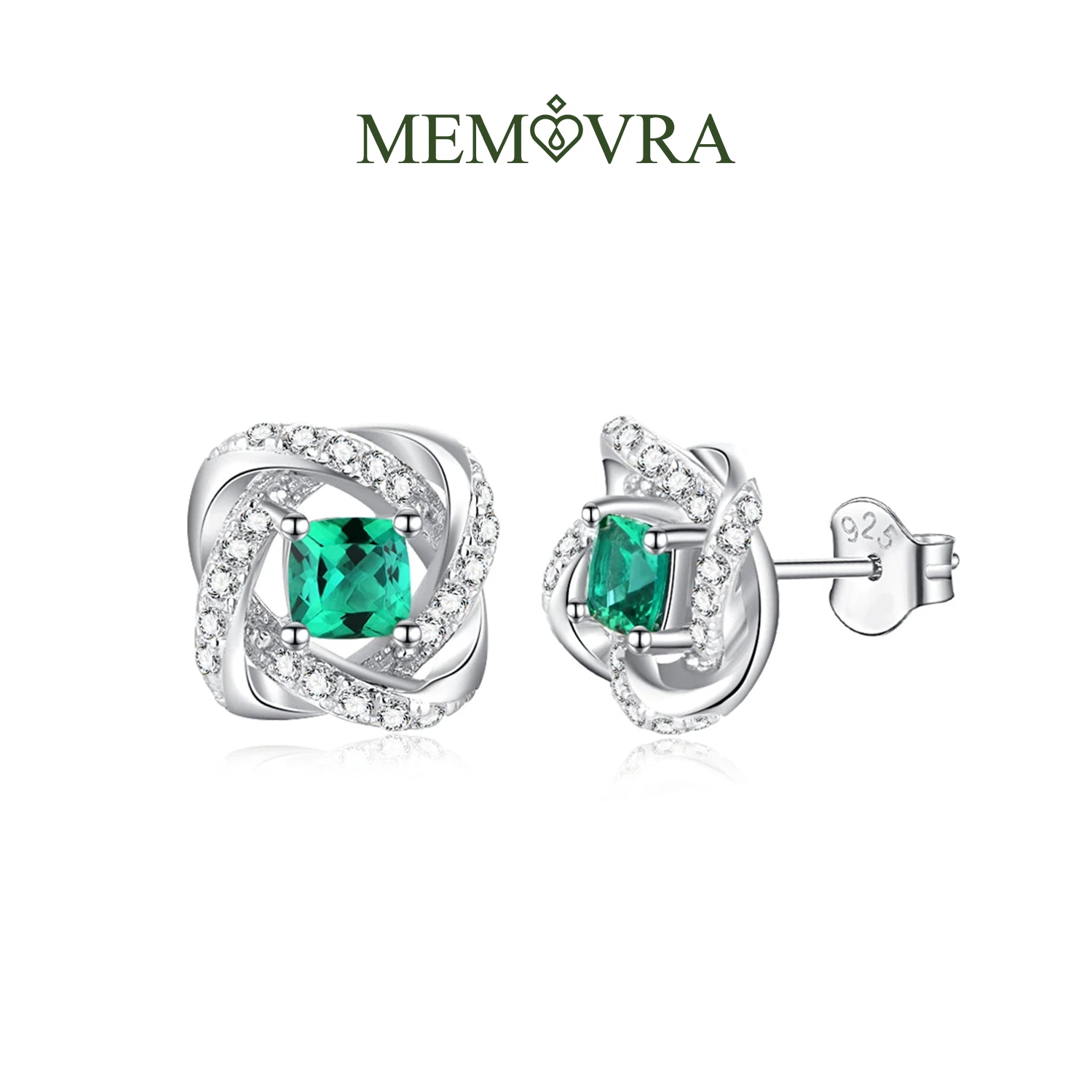 Cushion Emerald Elegance Stud Earrings