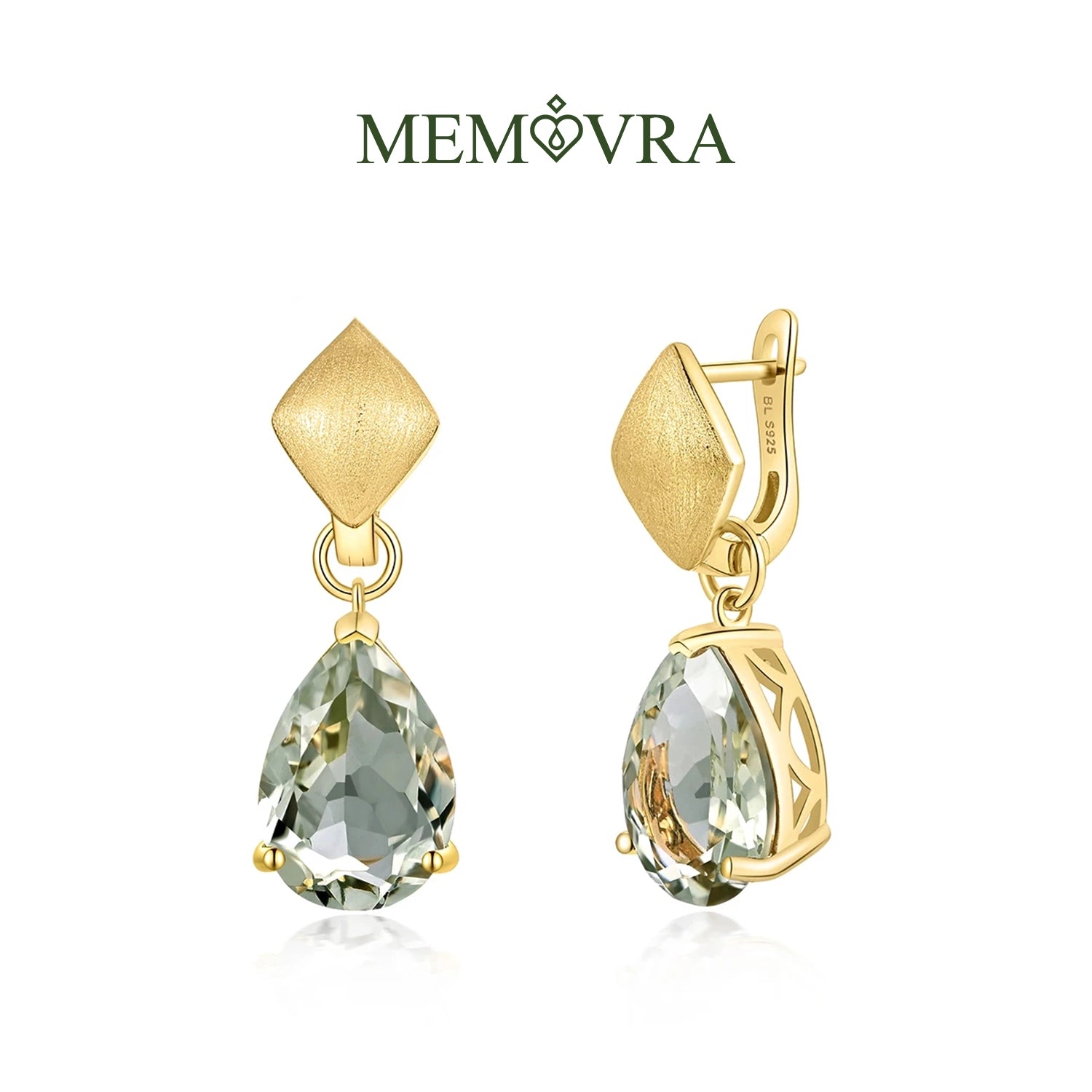 Green Amethyst Water Drop Earrings