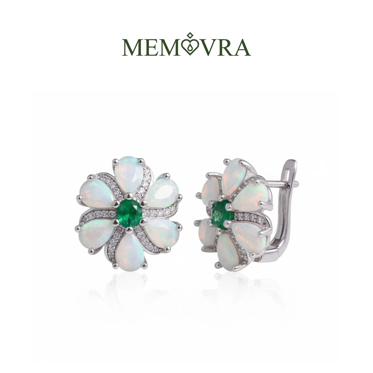 Opal & Green Agate Silver Drop Earrings