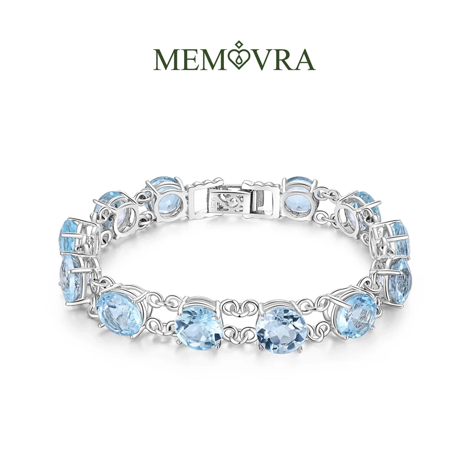 Sky Blue Topaz Geometric Silver Bracelet