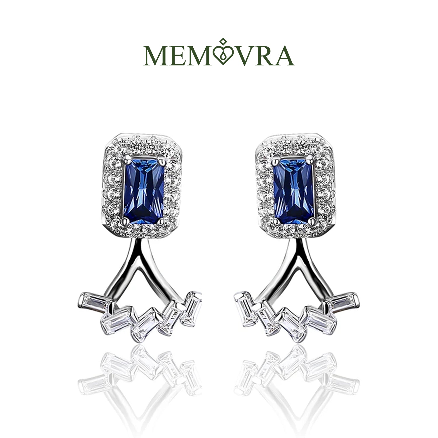 Blue Sapphire Geometric Stud Earrings