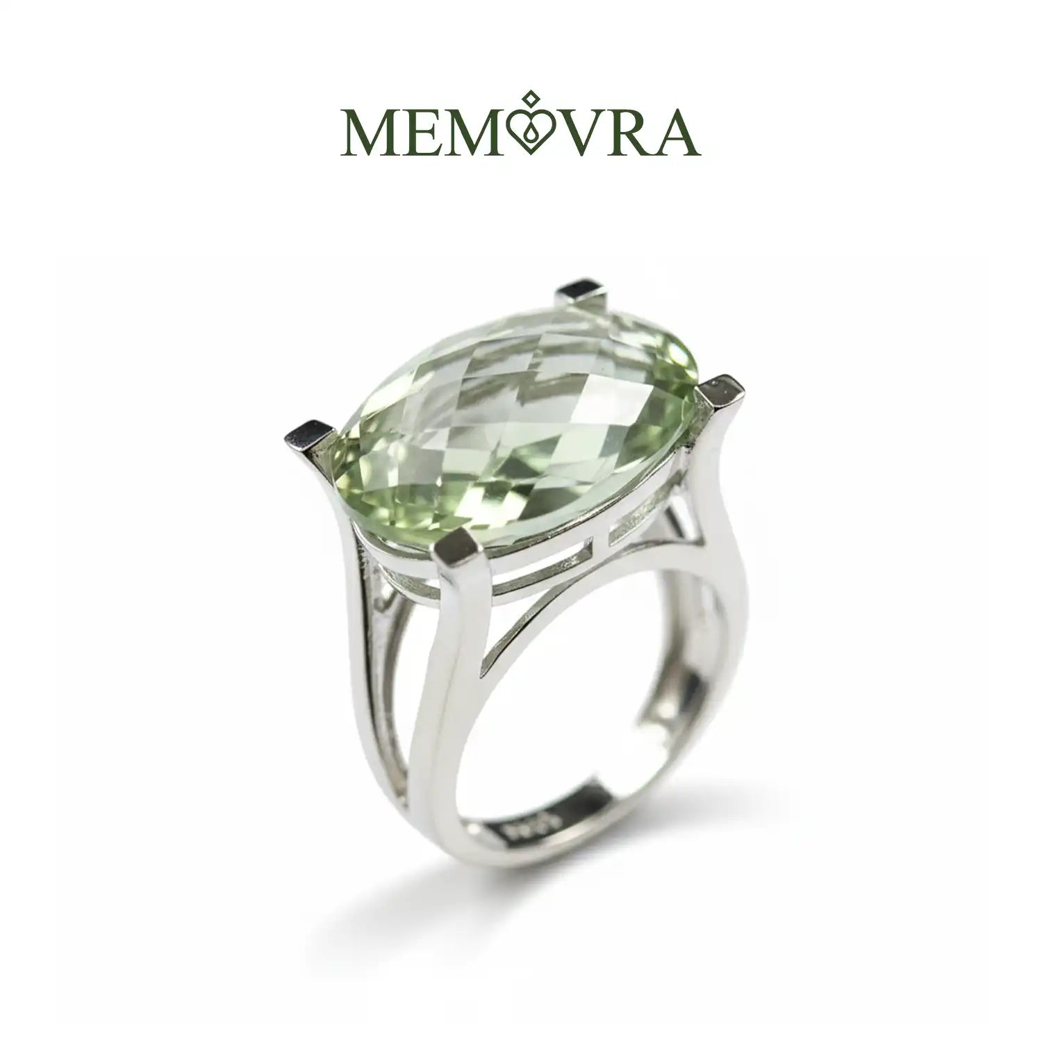 Natural Green Amethyst Sterling Silver Ring