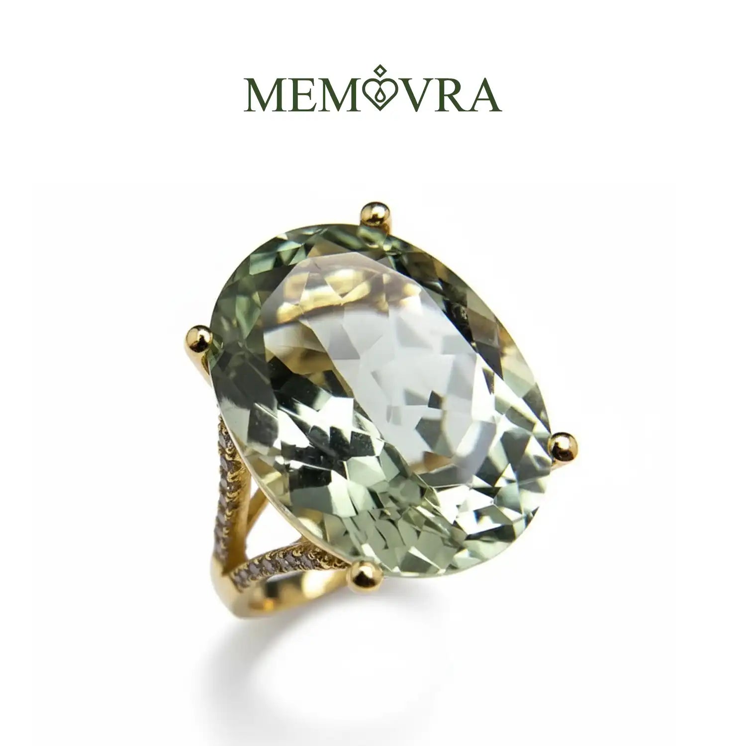 Big Natural Green Amethyst Sterling Silver Ring