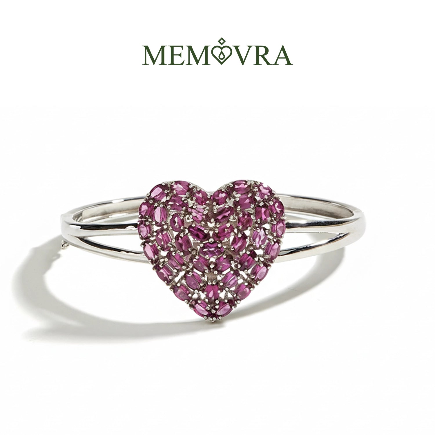 Garnet Heart Sterling Silver Bracelet