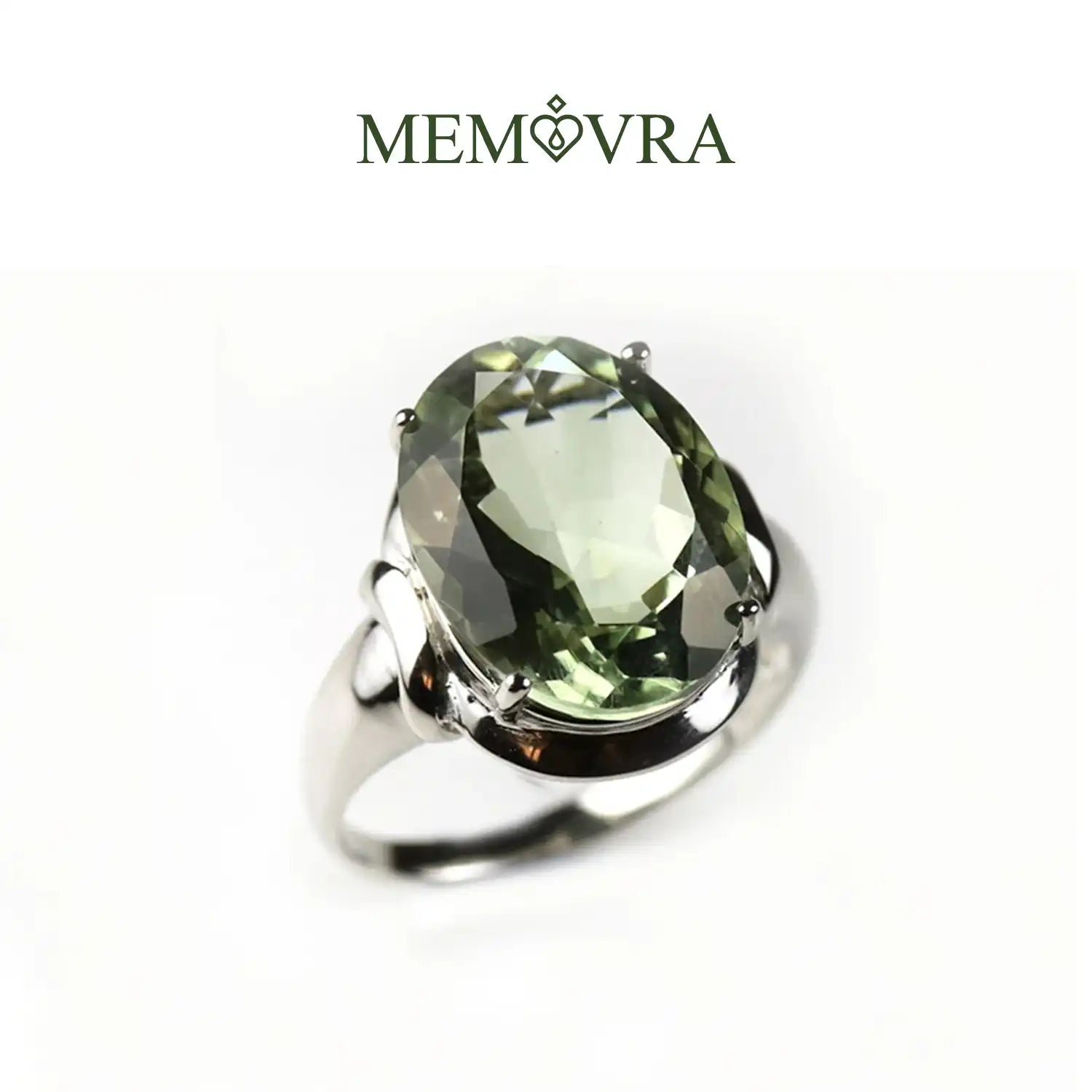 10ct Natural Green Amethyst Sterling Silver Ring