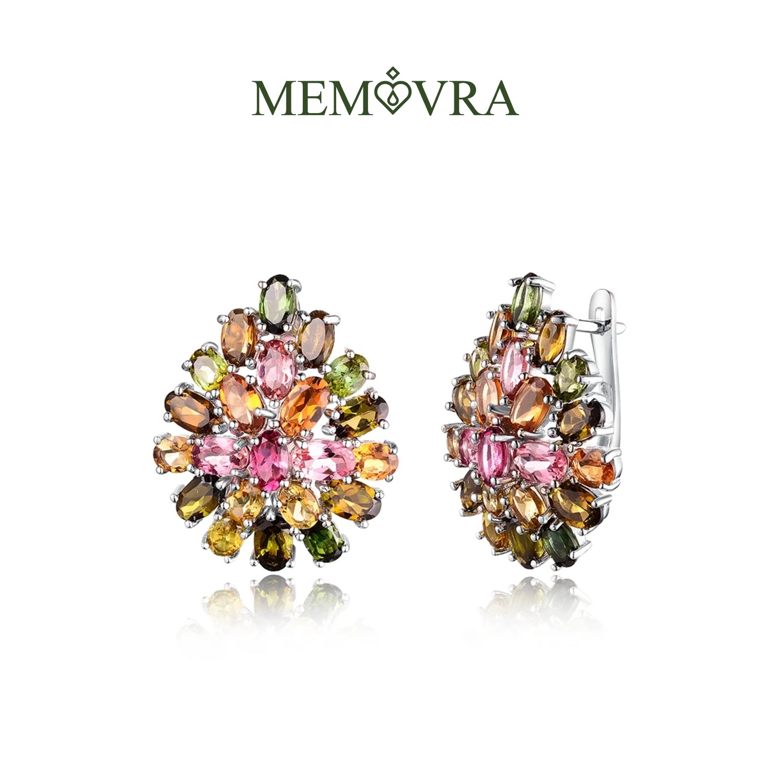Tourmaline Flower Clasp Earrings