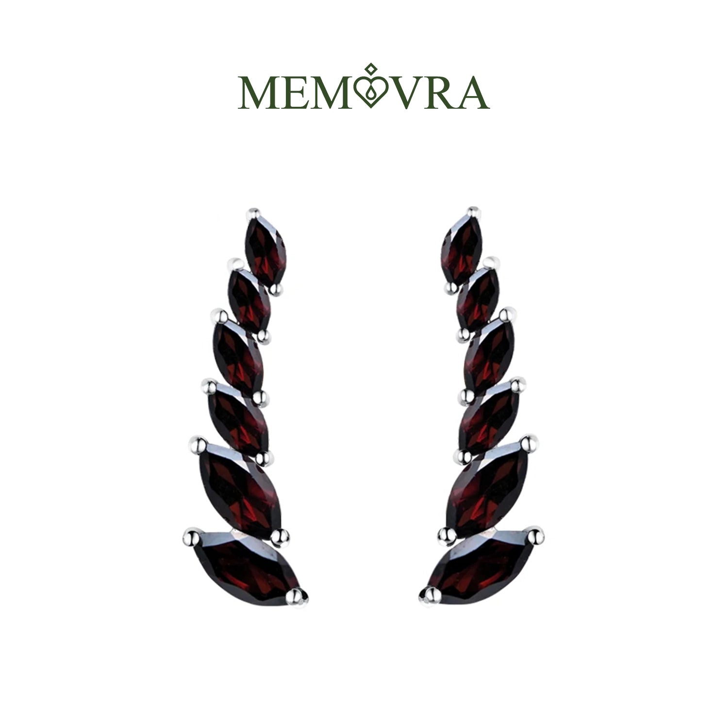 Natural Garnet Geometric Drop Earrings