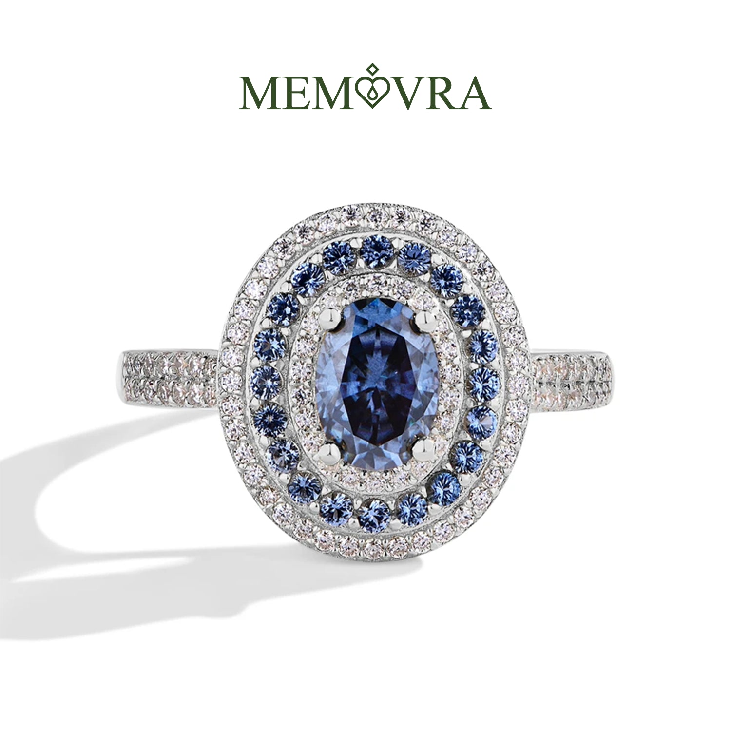 Azure Blue Moissanite Wedding Ring