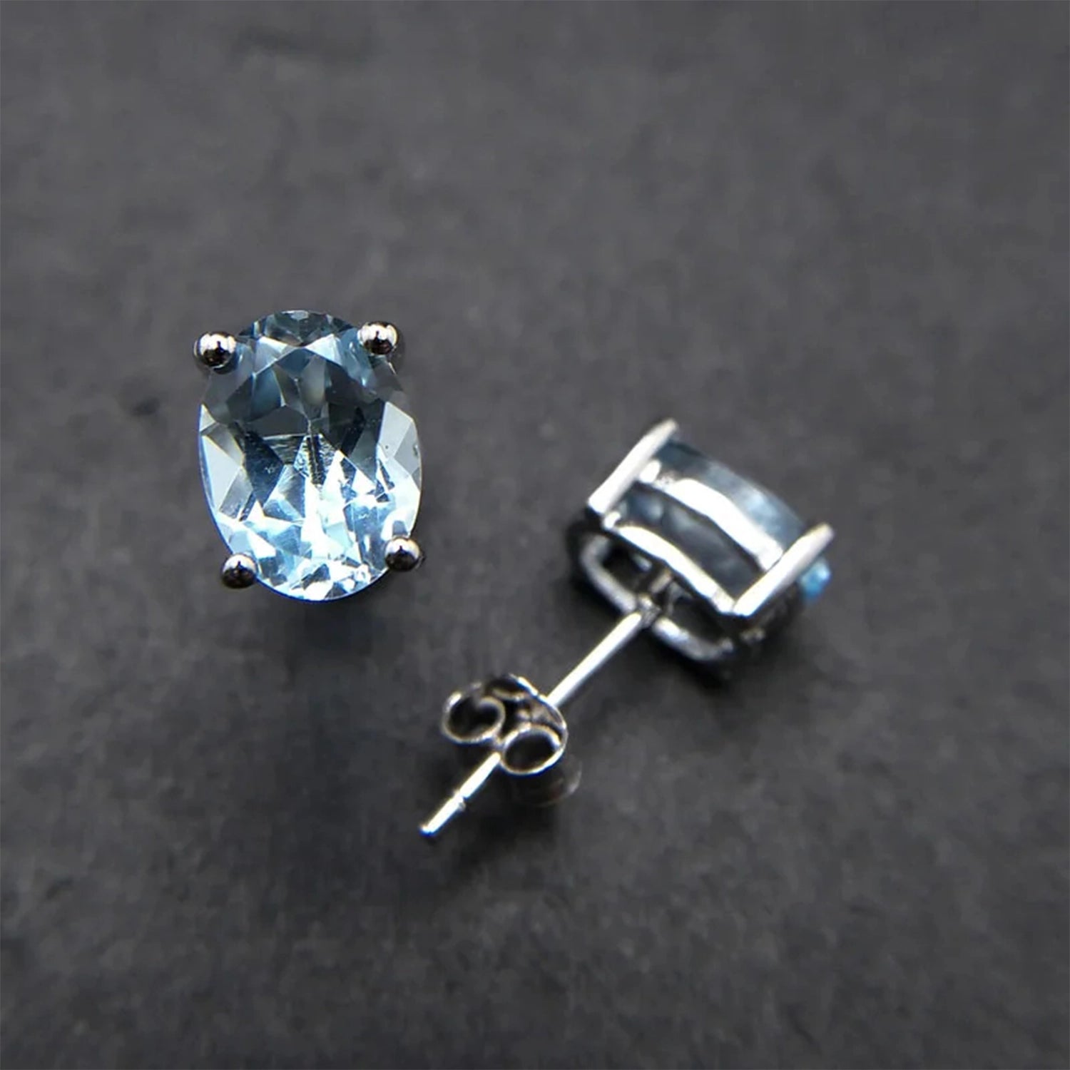 Sky Blue Topaz Stud Earrings