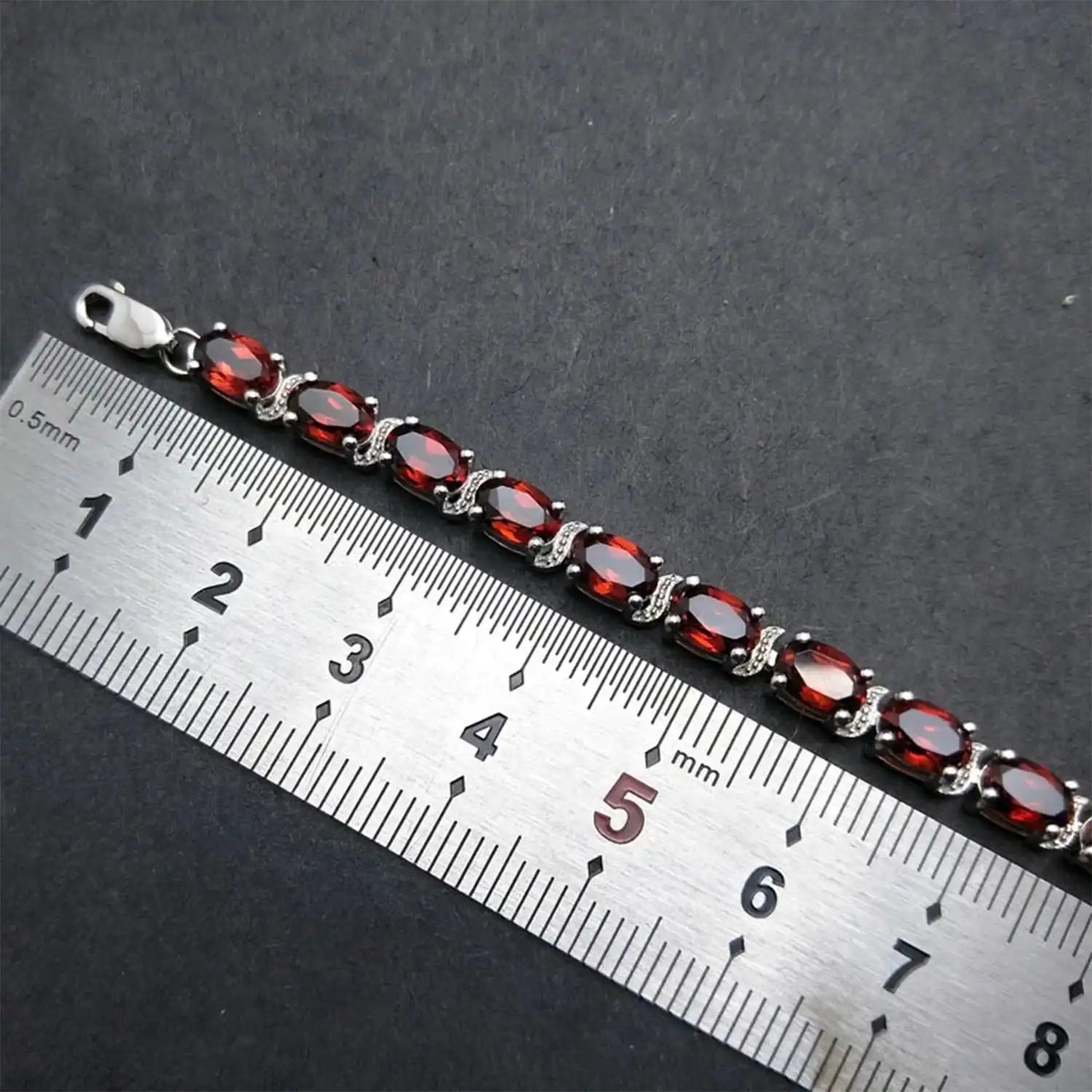 Elegant Garnet Sterling Silver Bracelet