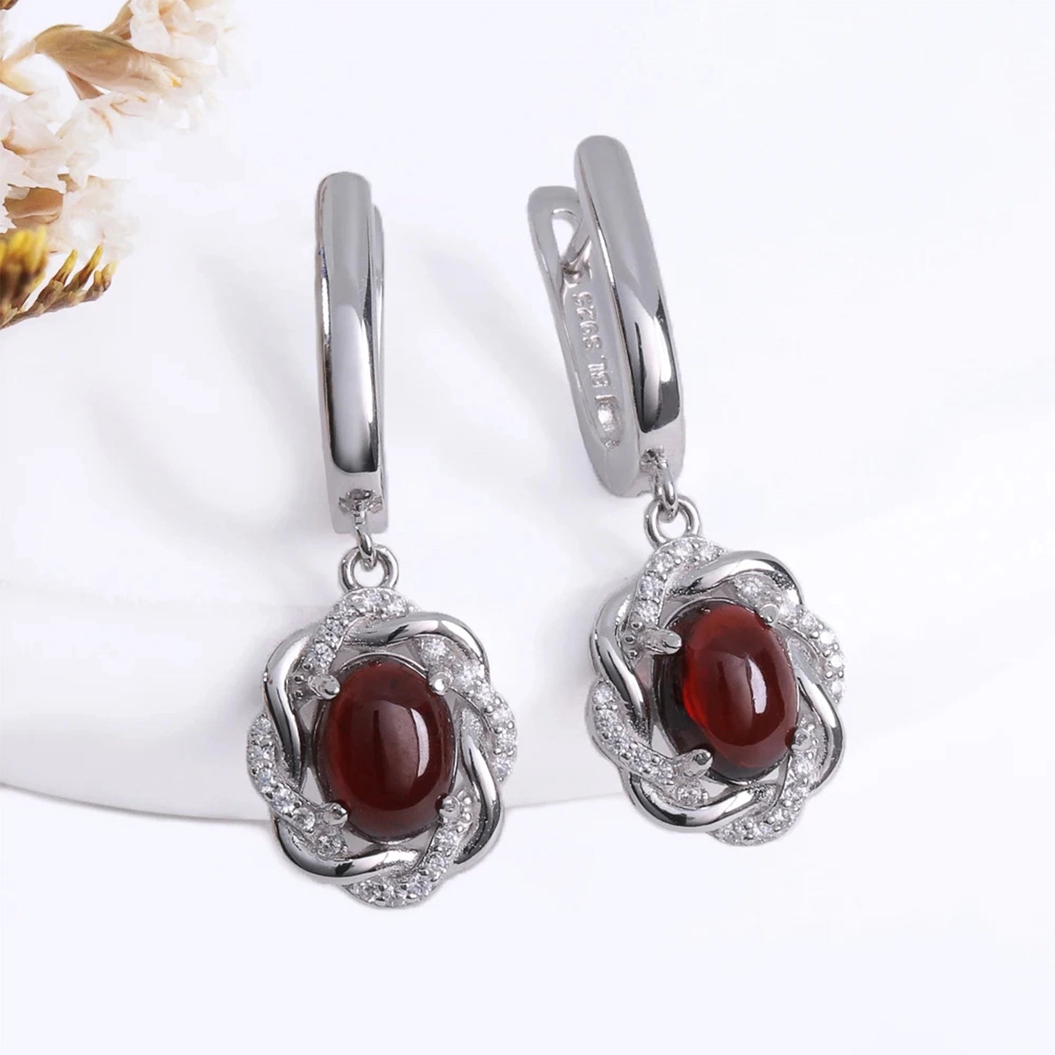 Red Garnet Drop Earrings