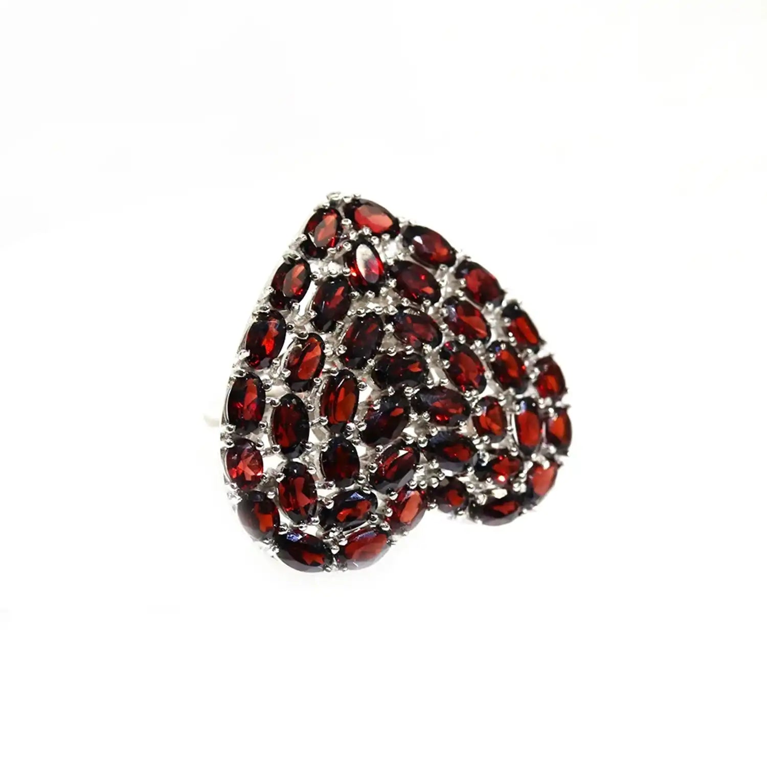 Big Heart Shape Garnet Sterling Silver Ring