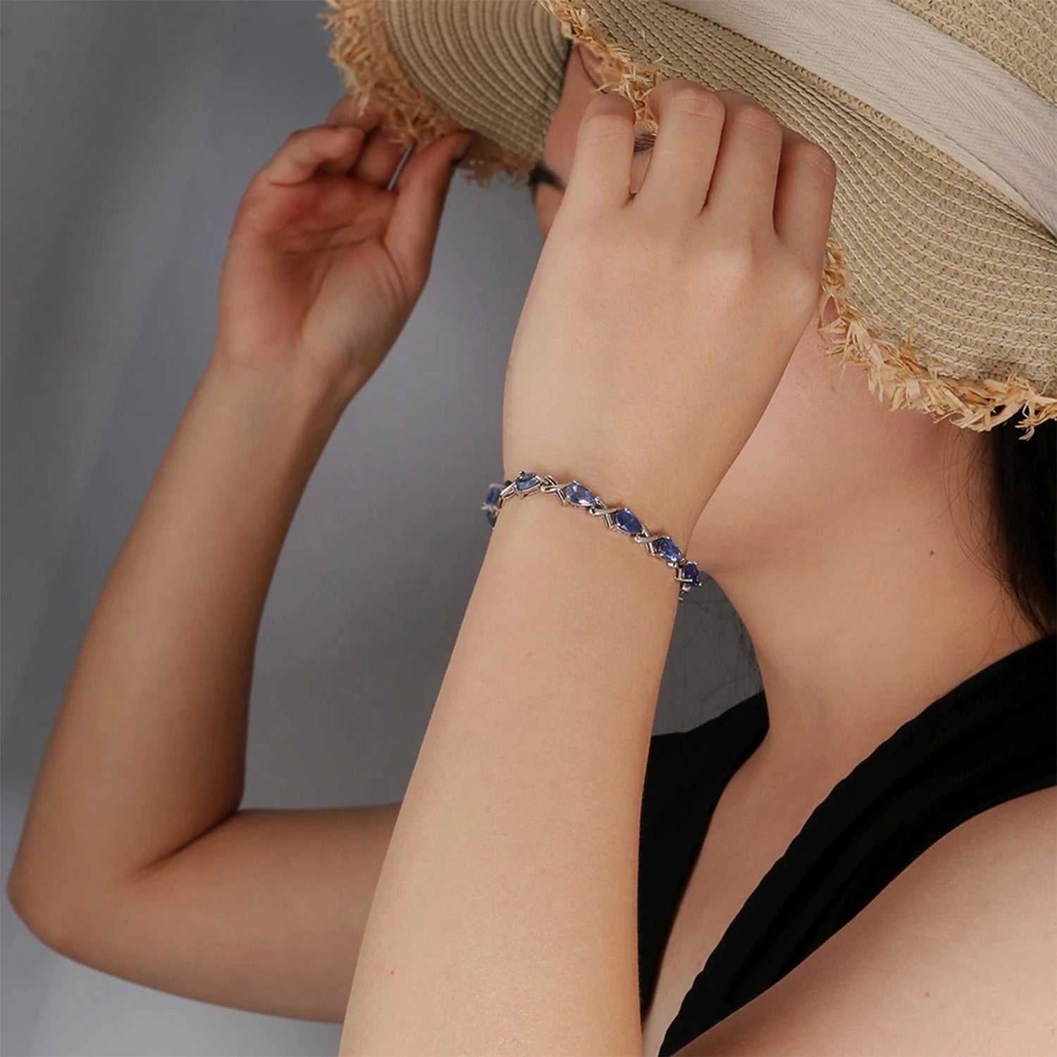 Blue Kyanite Geometric Silver Bracelet