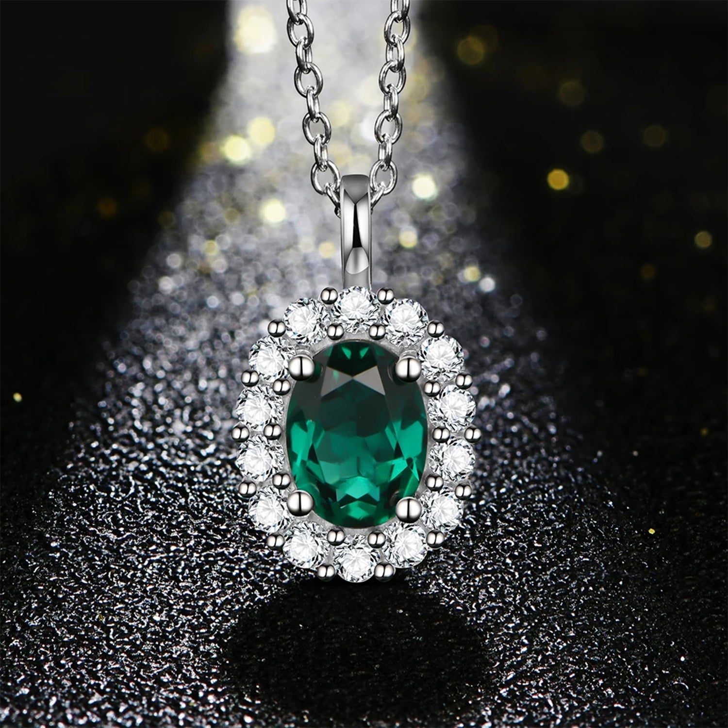 Celeste Moissanite & Emerald Pendant Necklace