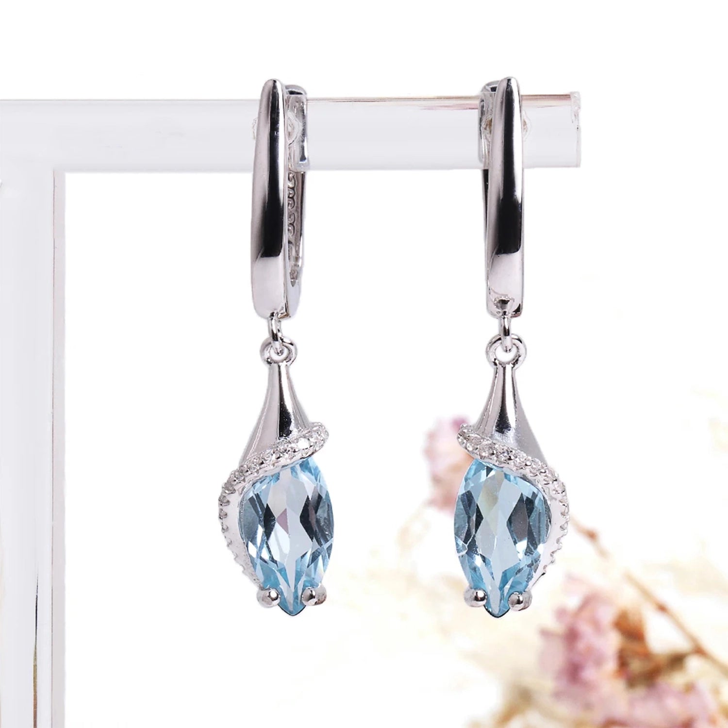 Sky Blue Topaz Drop Earrings
