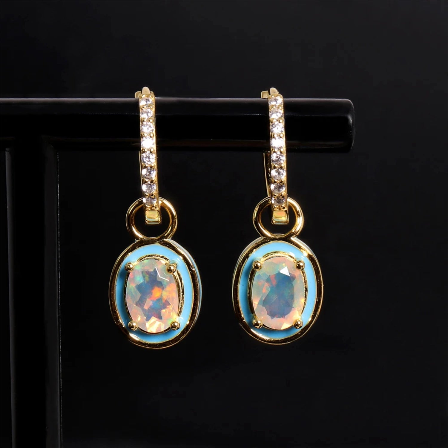 Opal Split-Design Drop Earrings