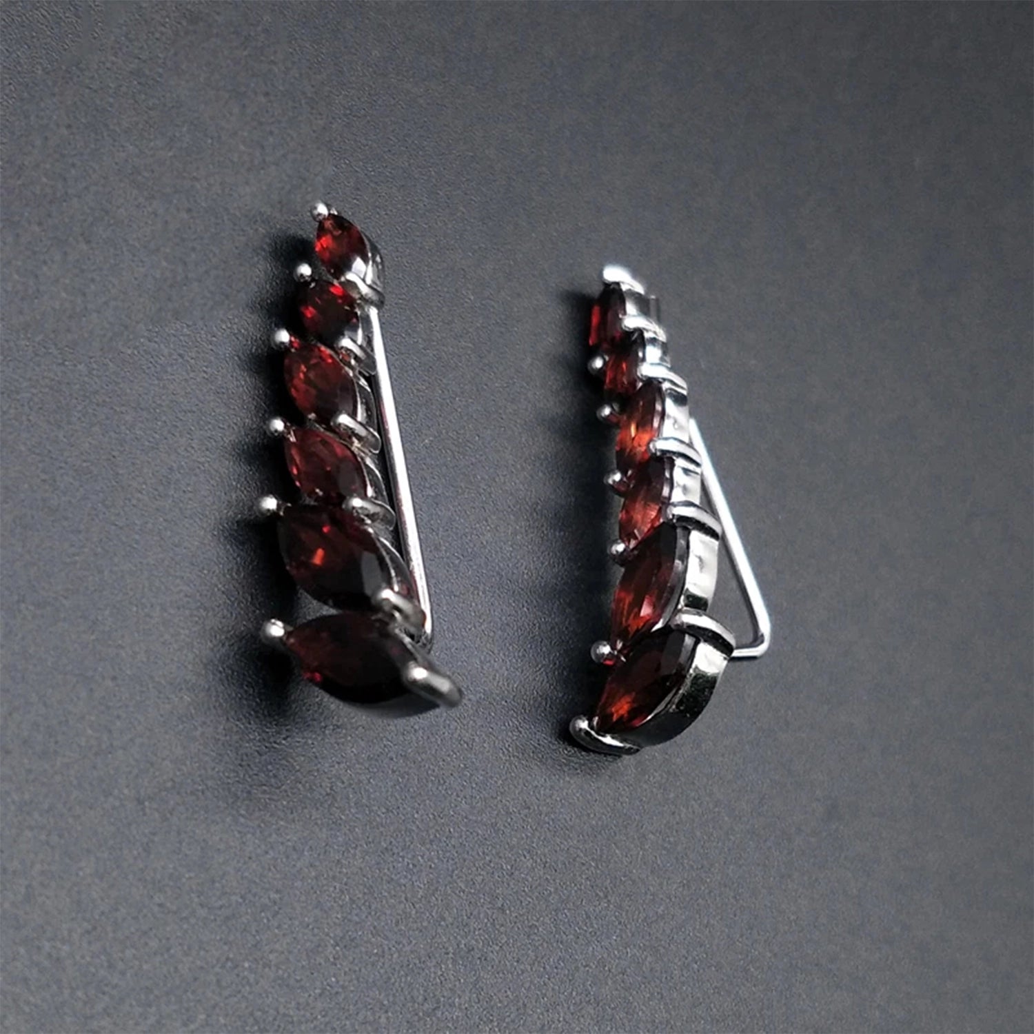 Natural Garnet Geometric Drop Earrings