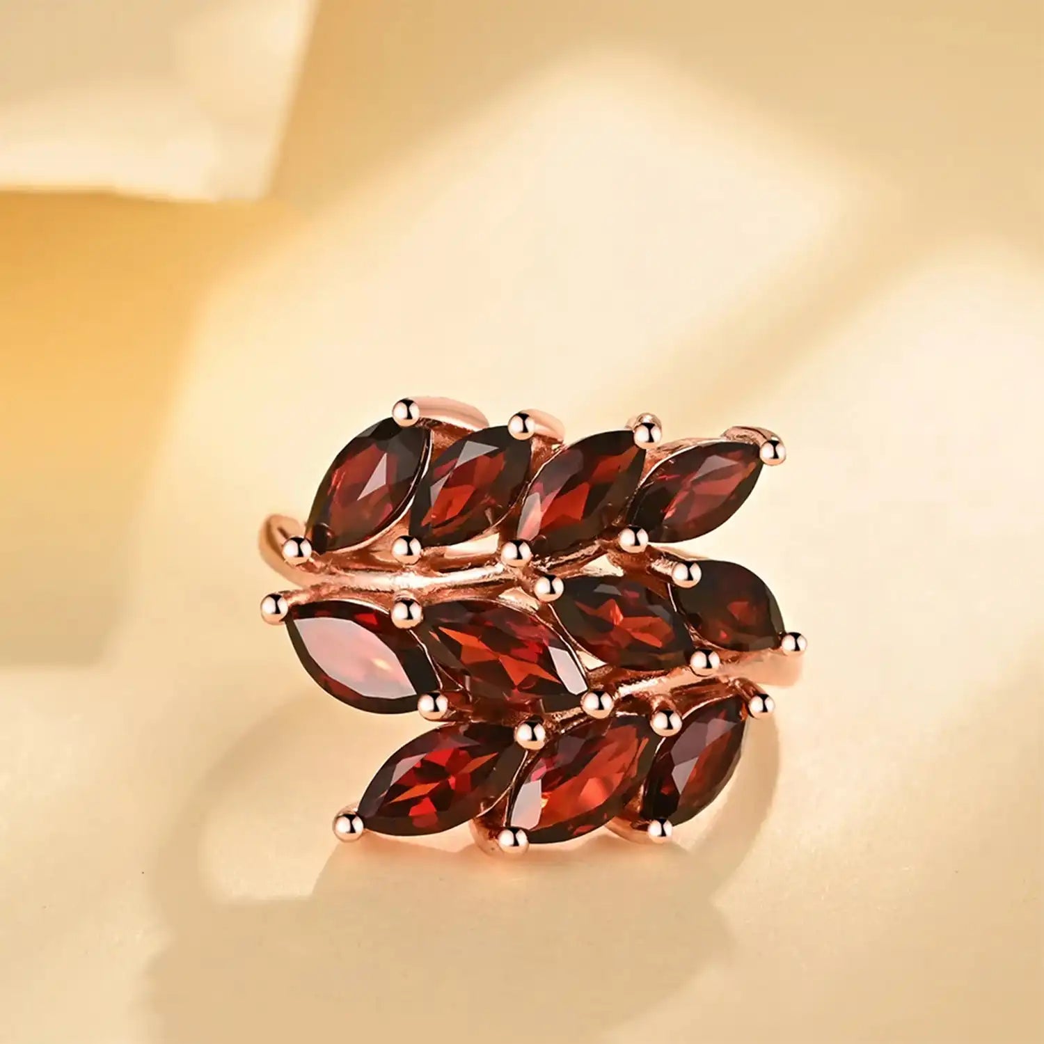 Natural Red Garnet Sterling Silver Ring