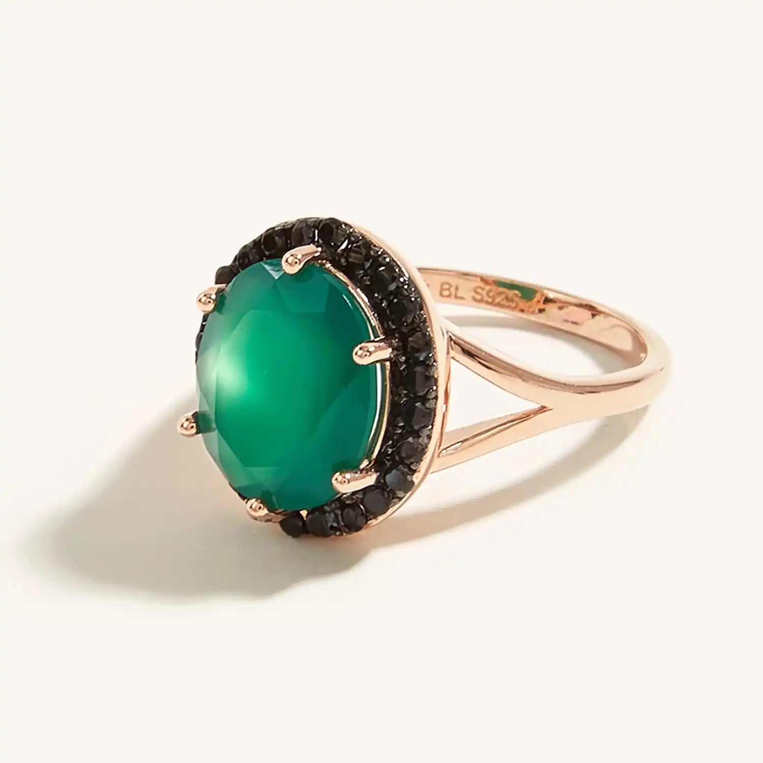 Classic Green Agate Sterling Silver Ring