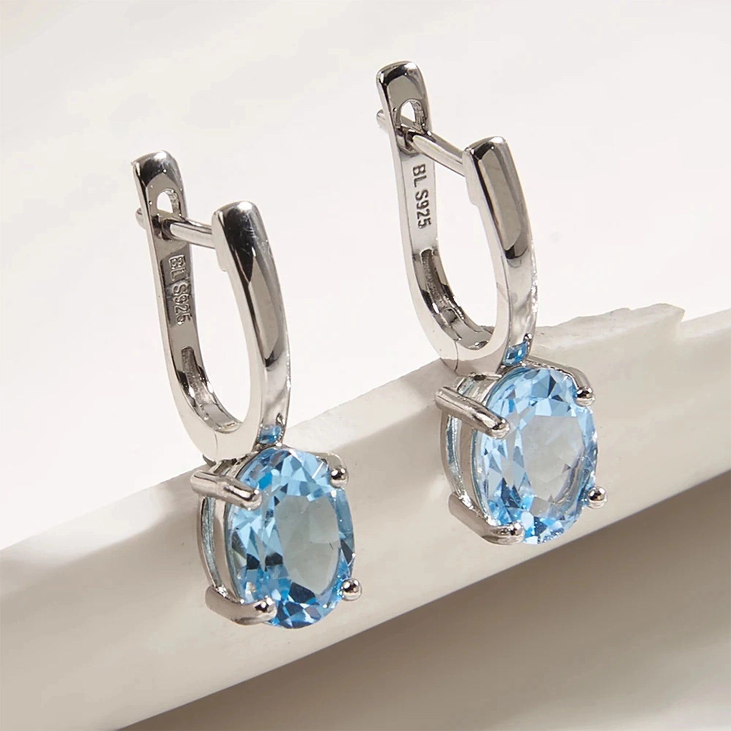 Sky Blue Topaz & Citrine Drop Earrings