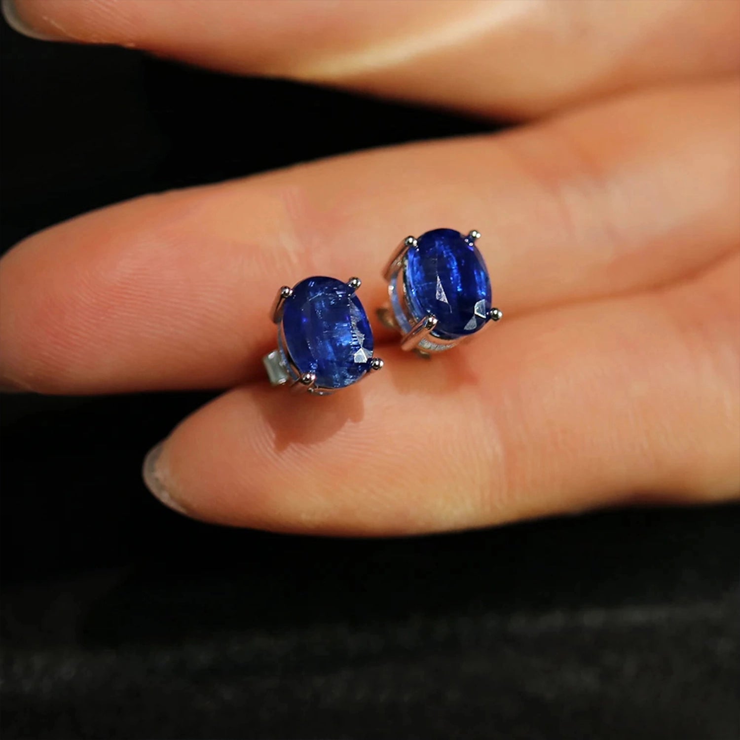 Kyanite Oval Stud Earrings
