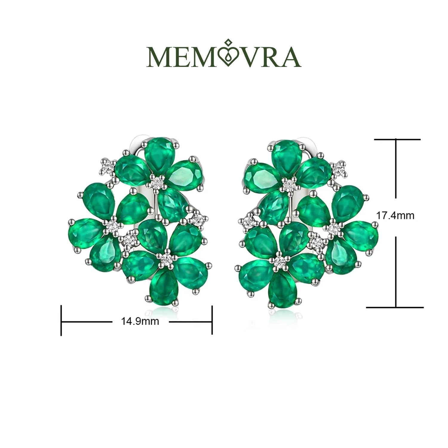 Green Agate Flower Clasp Earrings