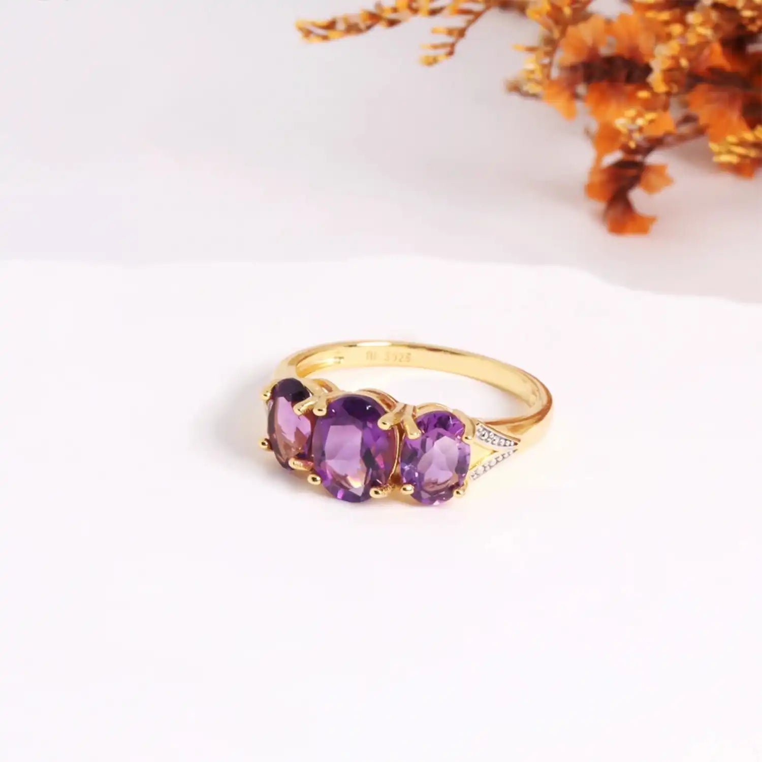 Light Luxury Natural African Amethyst Sterling Silver Ring