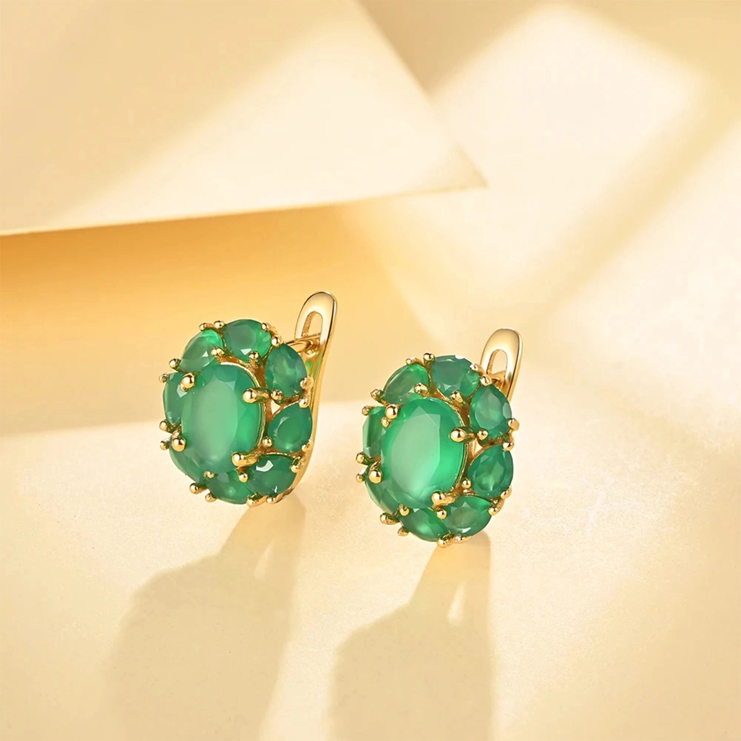Green Agate Drop Earrings