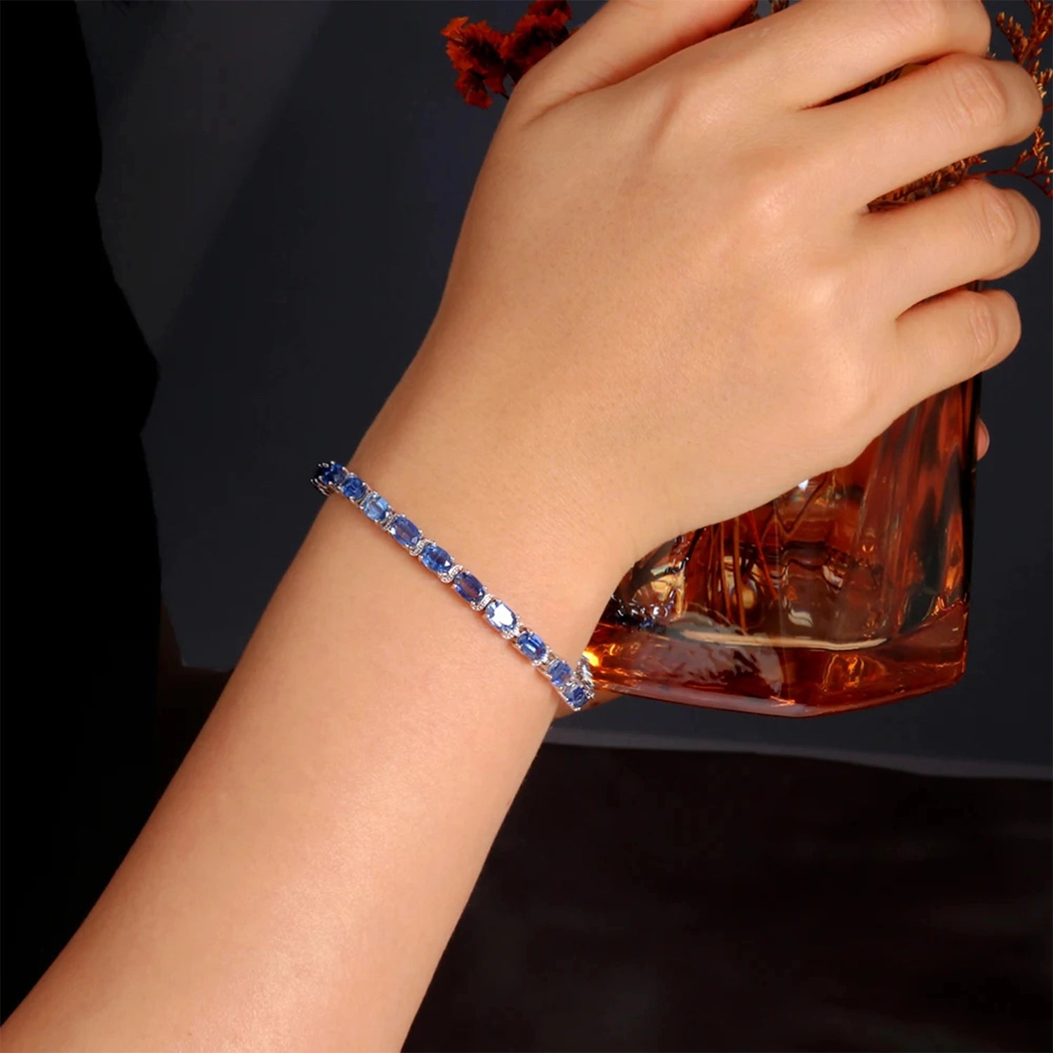 Kyanite Round Silver Bracelet