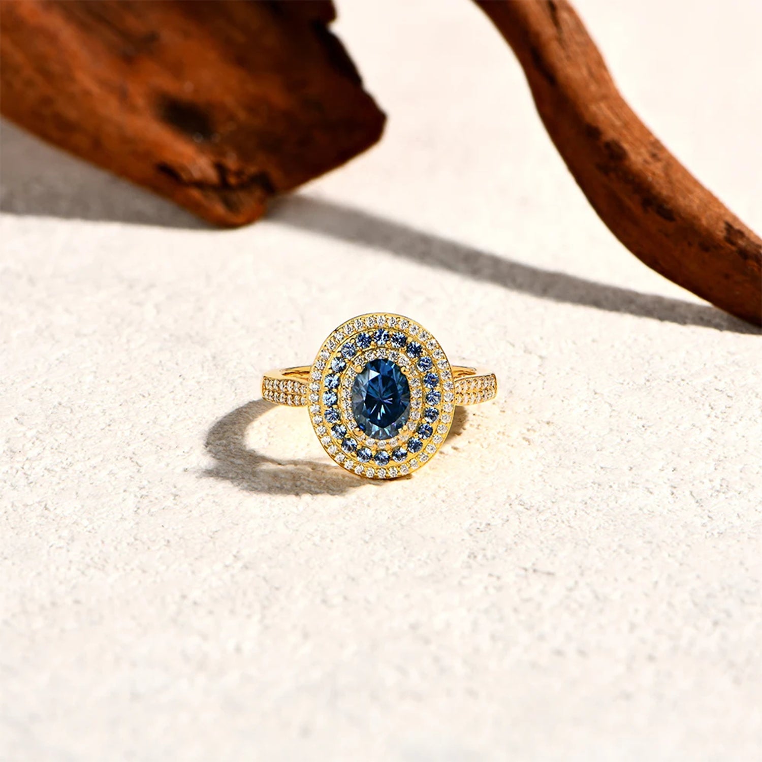 Azure Blue Moissanite Wedding Ring
