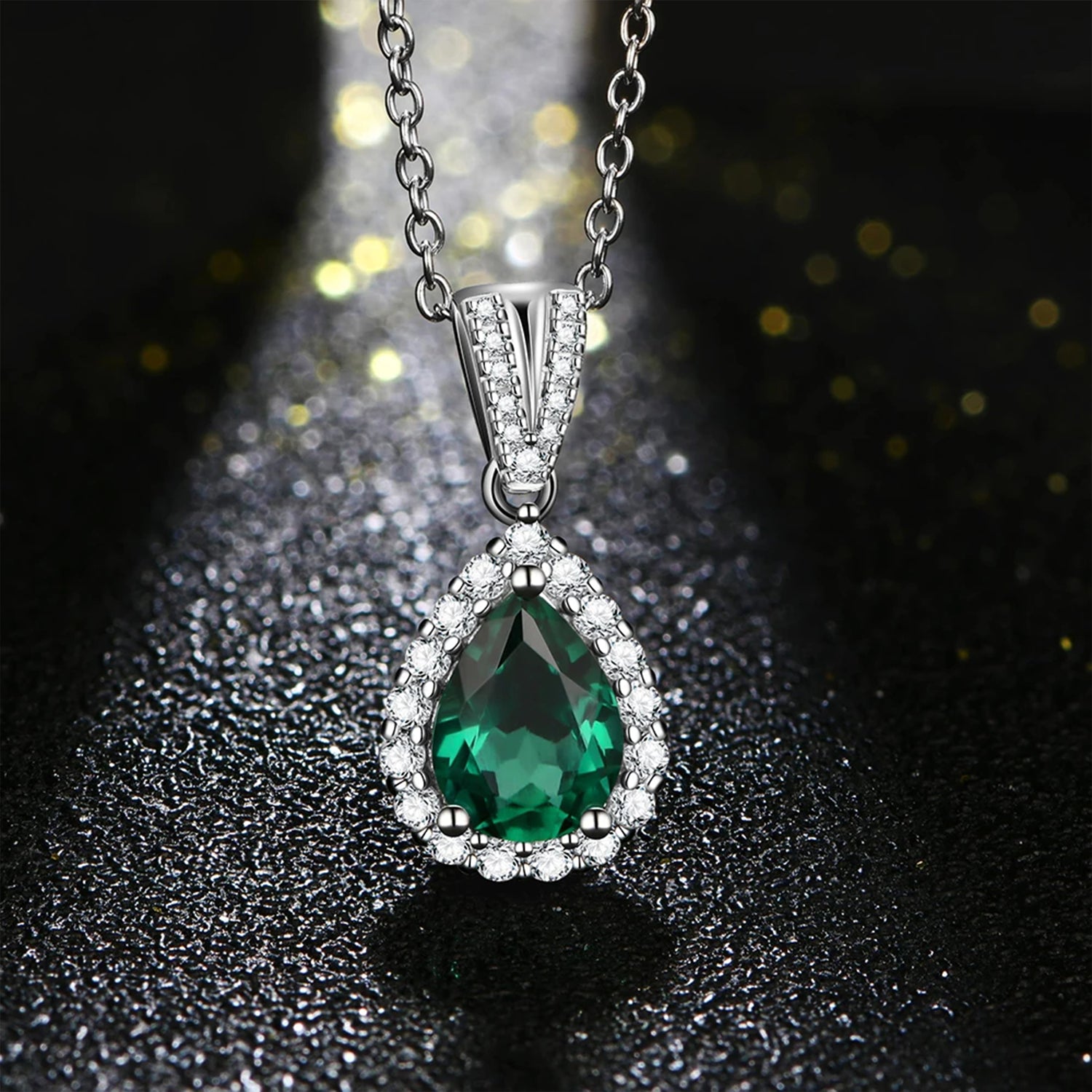 Verdant Moissanite & Emerald Pendant Necklace