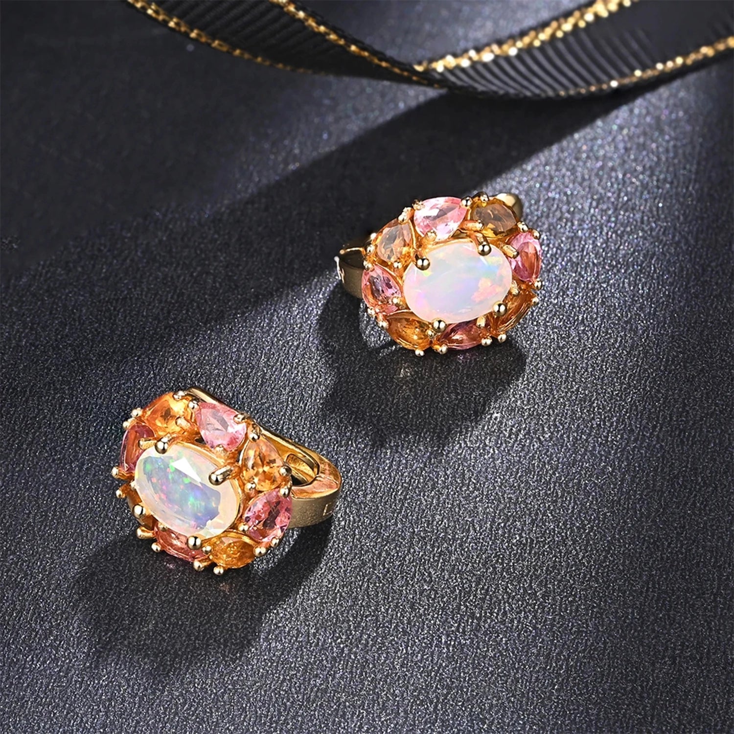 Opal & Tourmaline Waterdrop Earrings