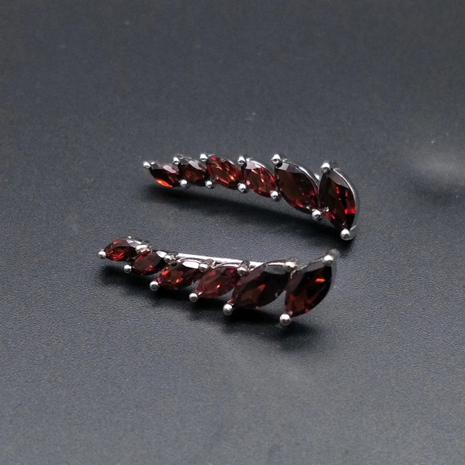 Natural Garnet Geometric Drop Earrings