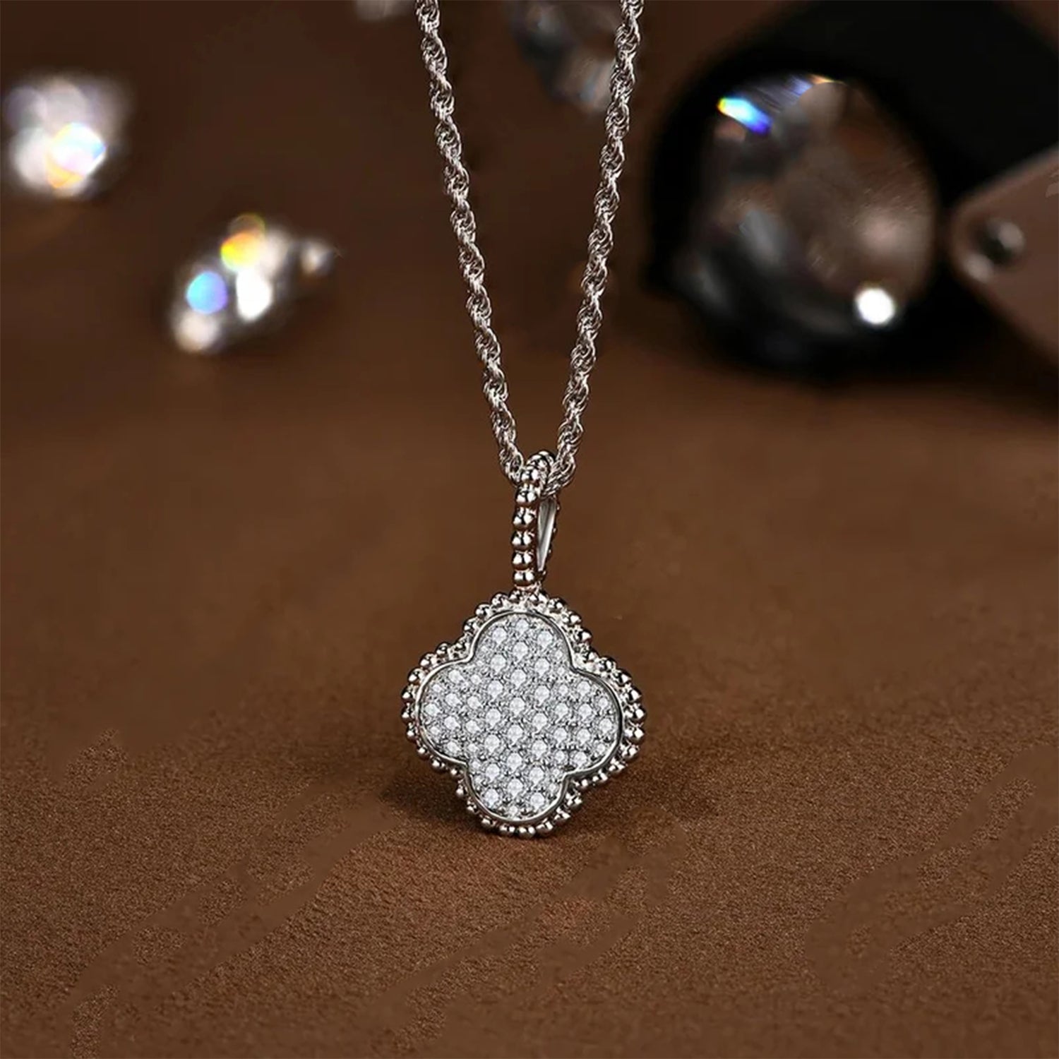 Elysian Moissanite Plant Pendant Necklace