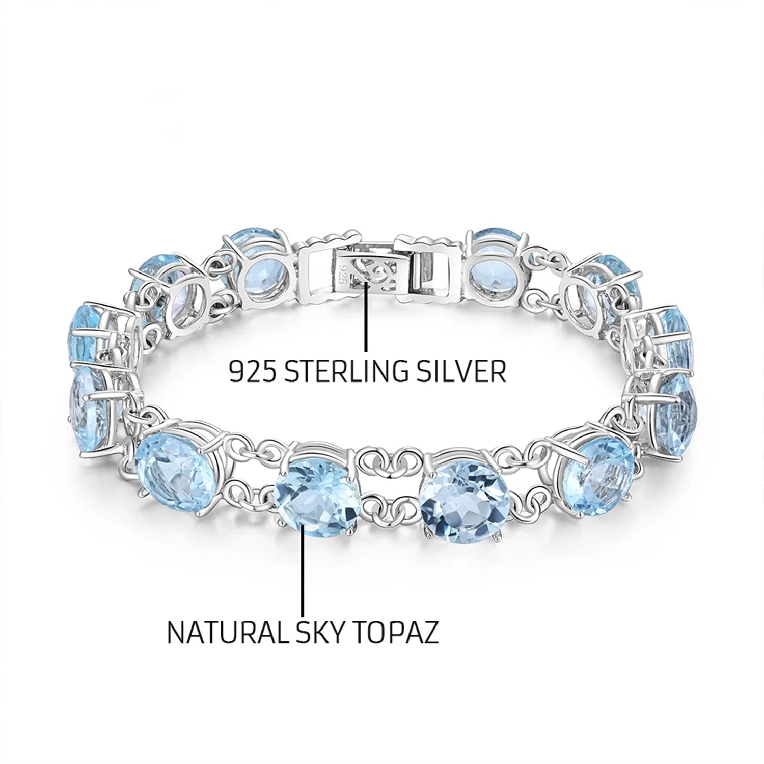 Sky Blue Topaz Geometric Silver Bracelet