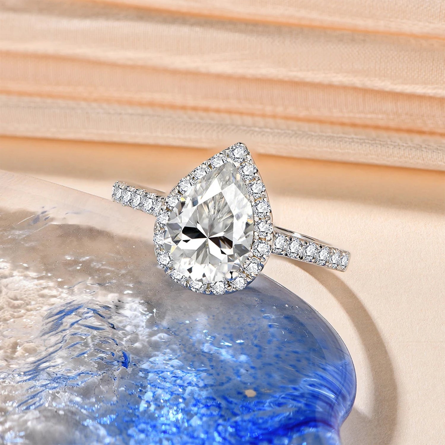 Celeste Pear Moissanite Ring