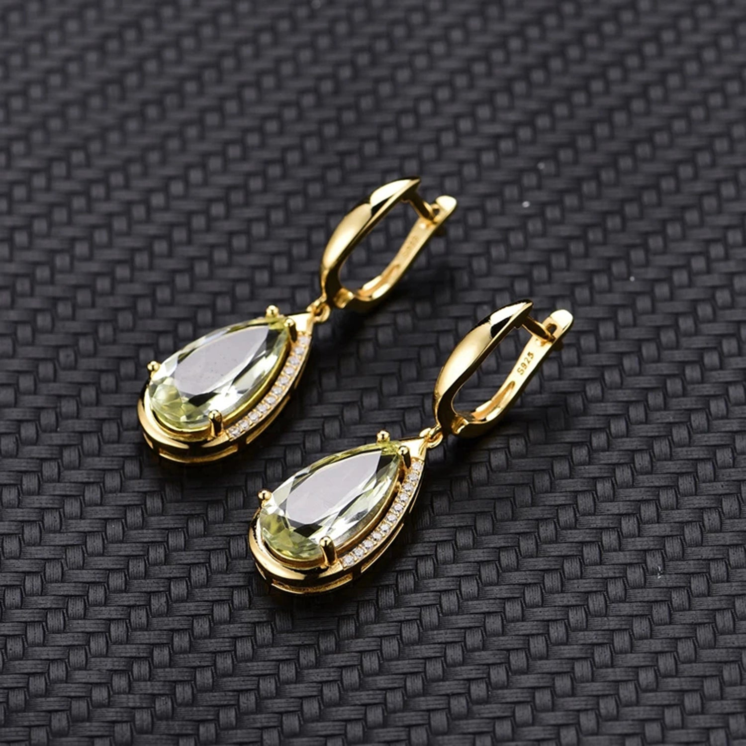 Prasiolite & Amethyst Drop Earrings