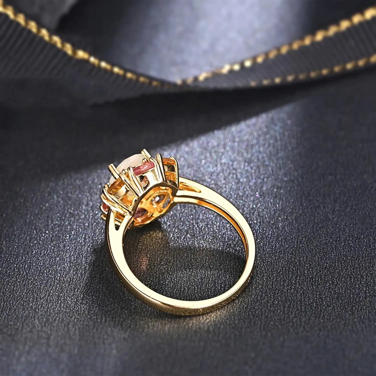 Colorful Opal & Tourmaline Gemstone Sterling Silver Ring