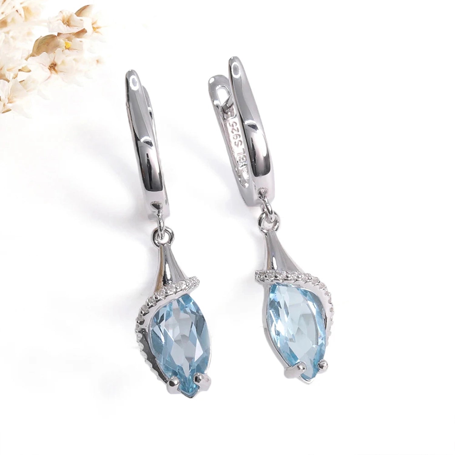 Sky Blue Topaz Drop Earrings