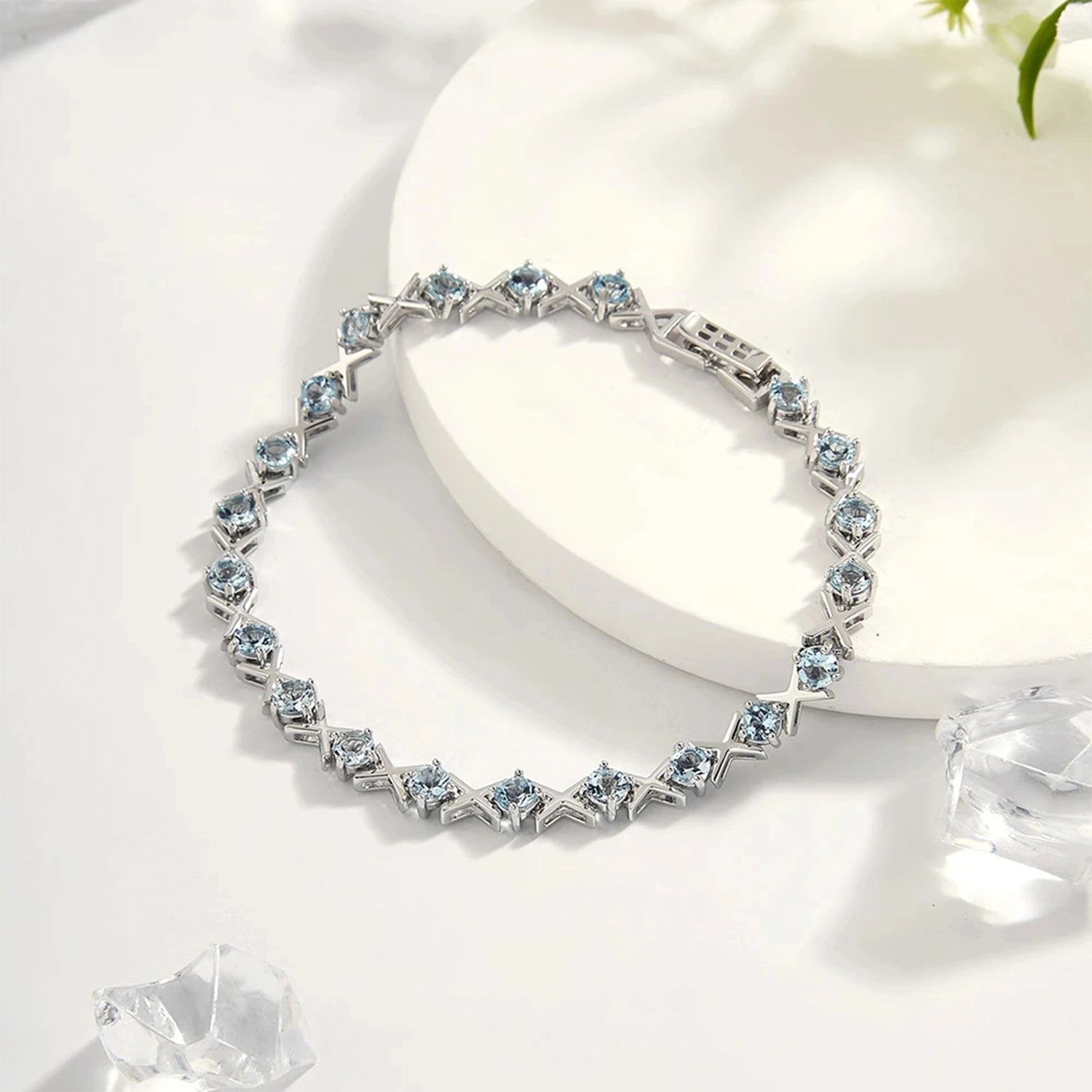 Sky Blue Topaz Intersect Design Bracelet