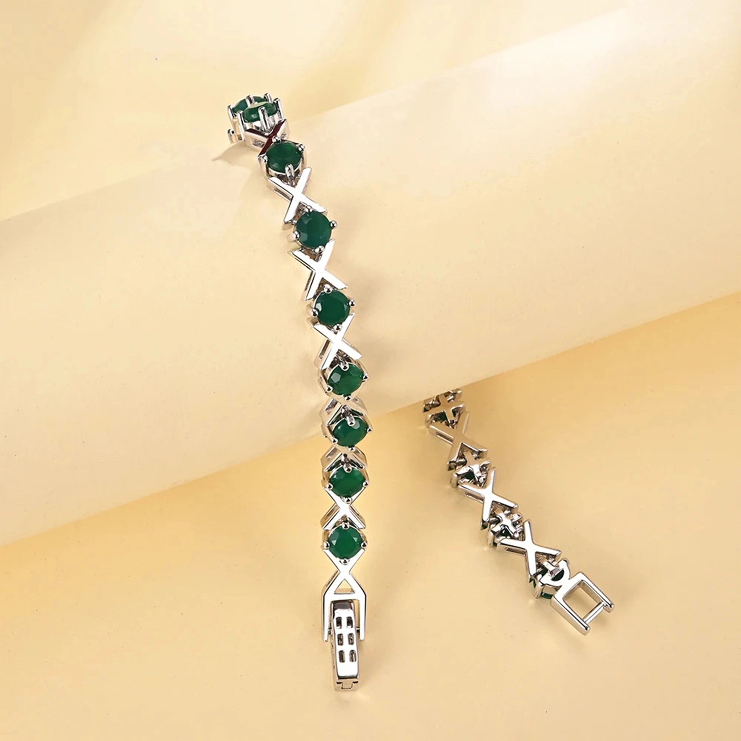 Green Agate Heart Design Bracelet