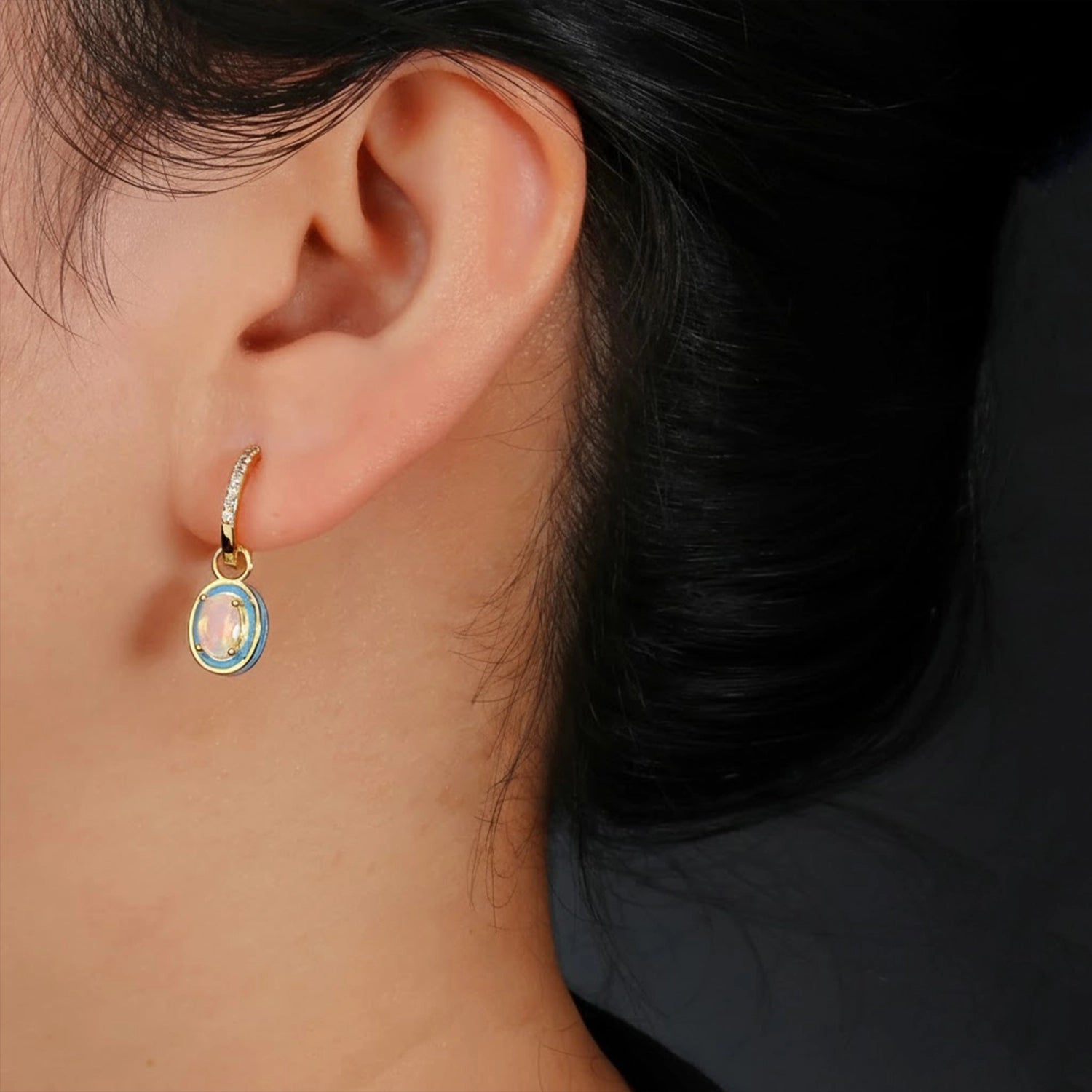 Opal Split-Design Drop Earrings