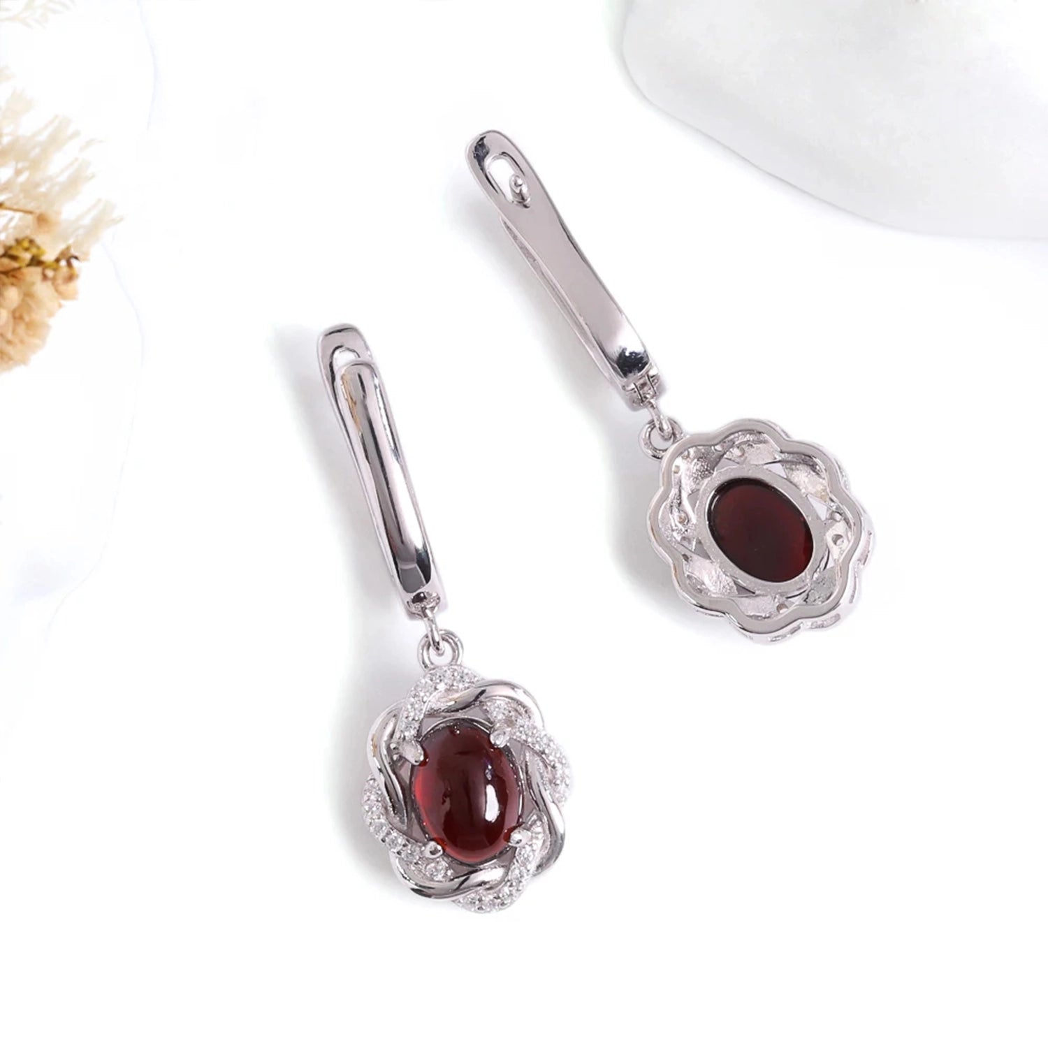Red Garnet Drop Earrings