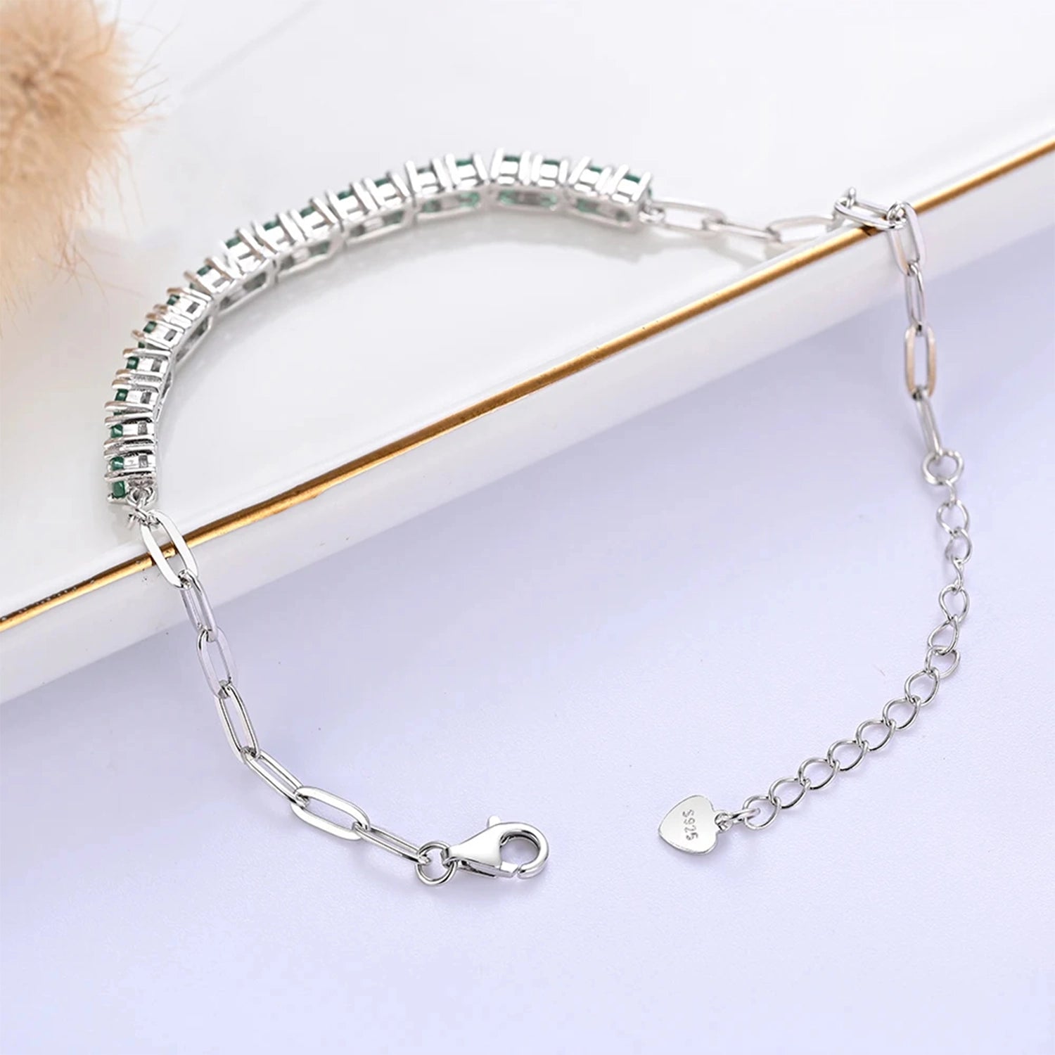 Emerald Geometric Cuff Bracelet