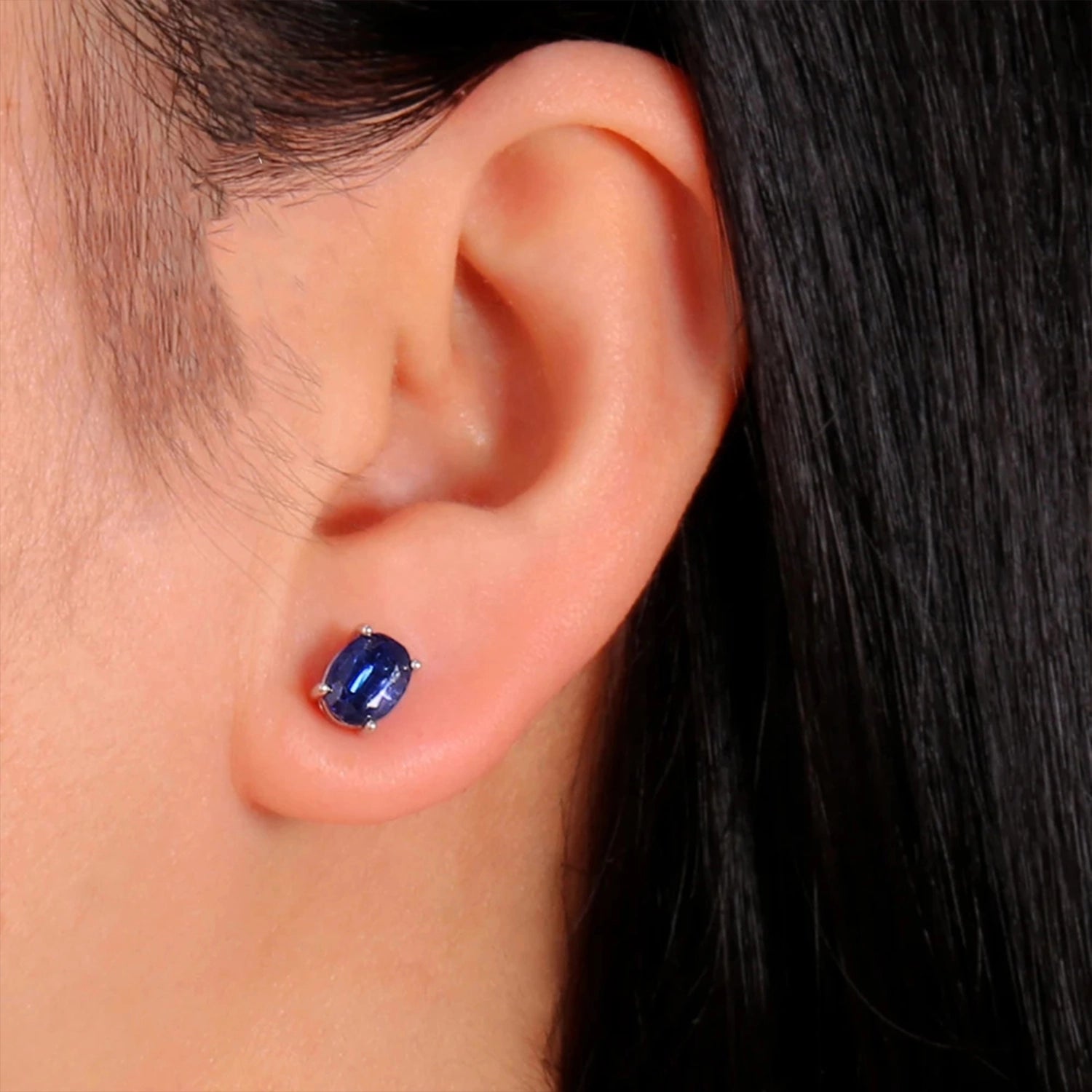 Kyanite Oval Stud Earrings