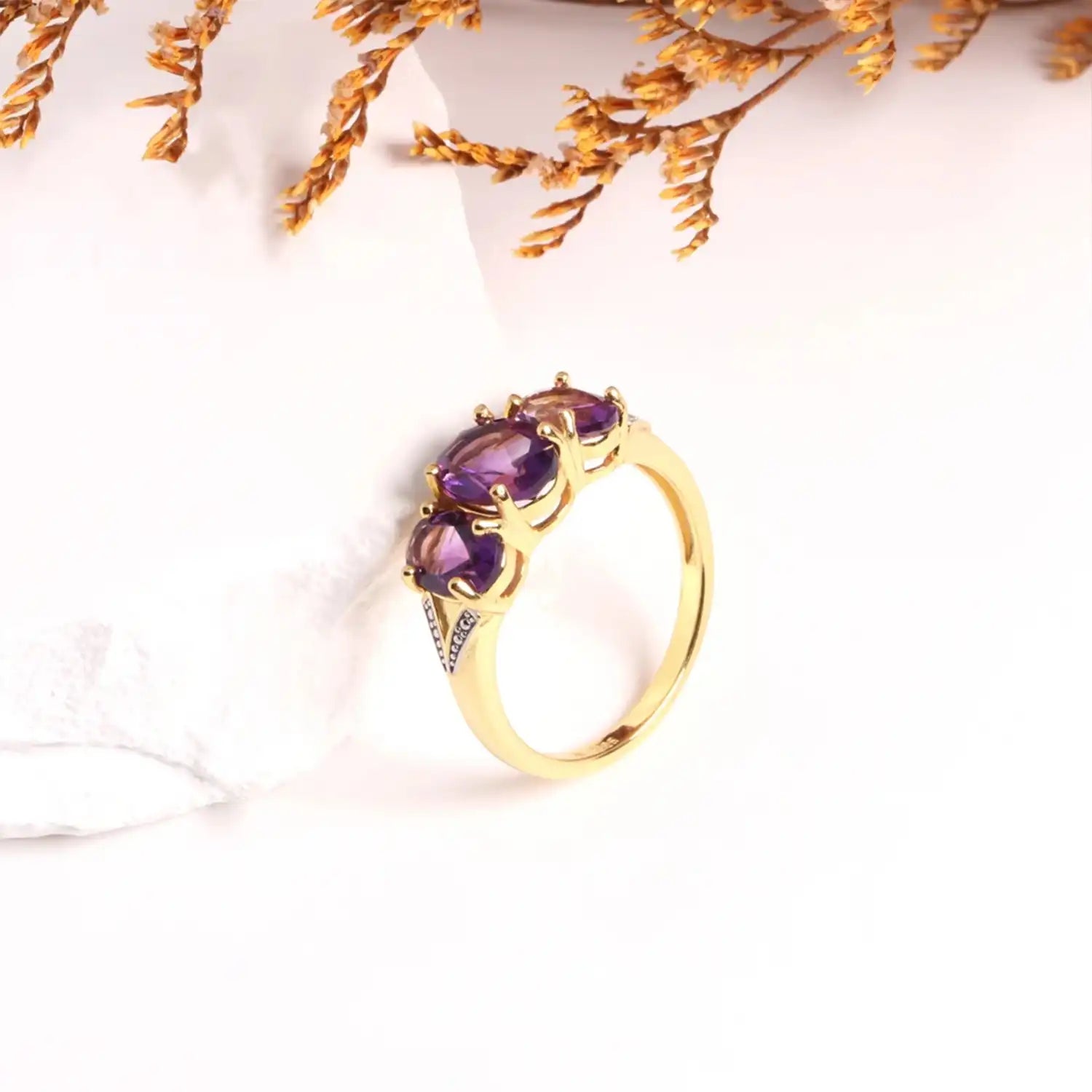 Light Luxury Natural African Amethyst Sterling Silver Ring