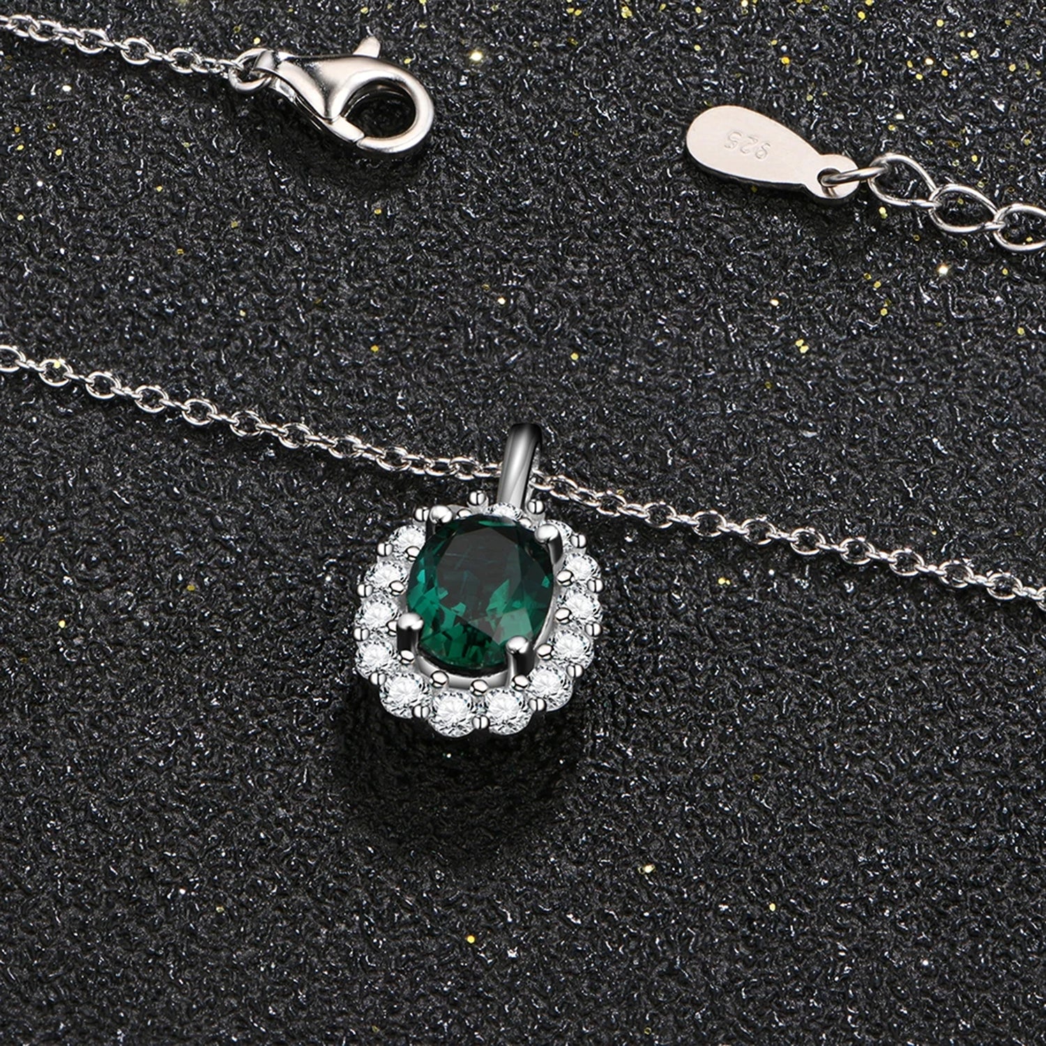 Celeste Moissanite & Emerald Pendant Necklace